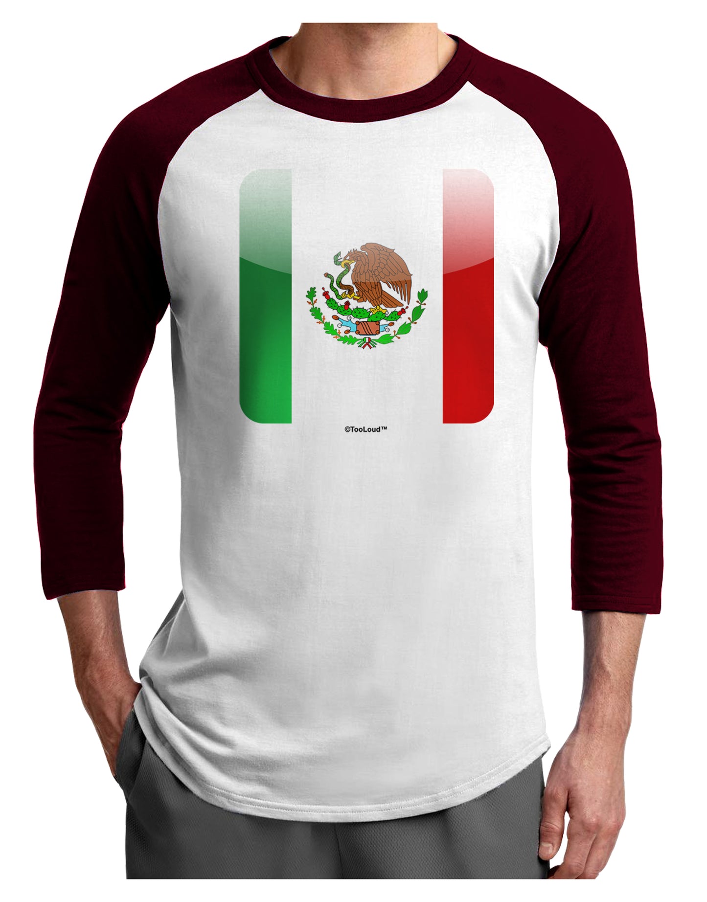 Mexican Flag App Icon Adult Raglan Shirt by TooLoud-TooLoud-White-Cardinal-X-Small-Davson Sales