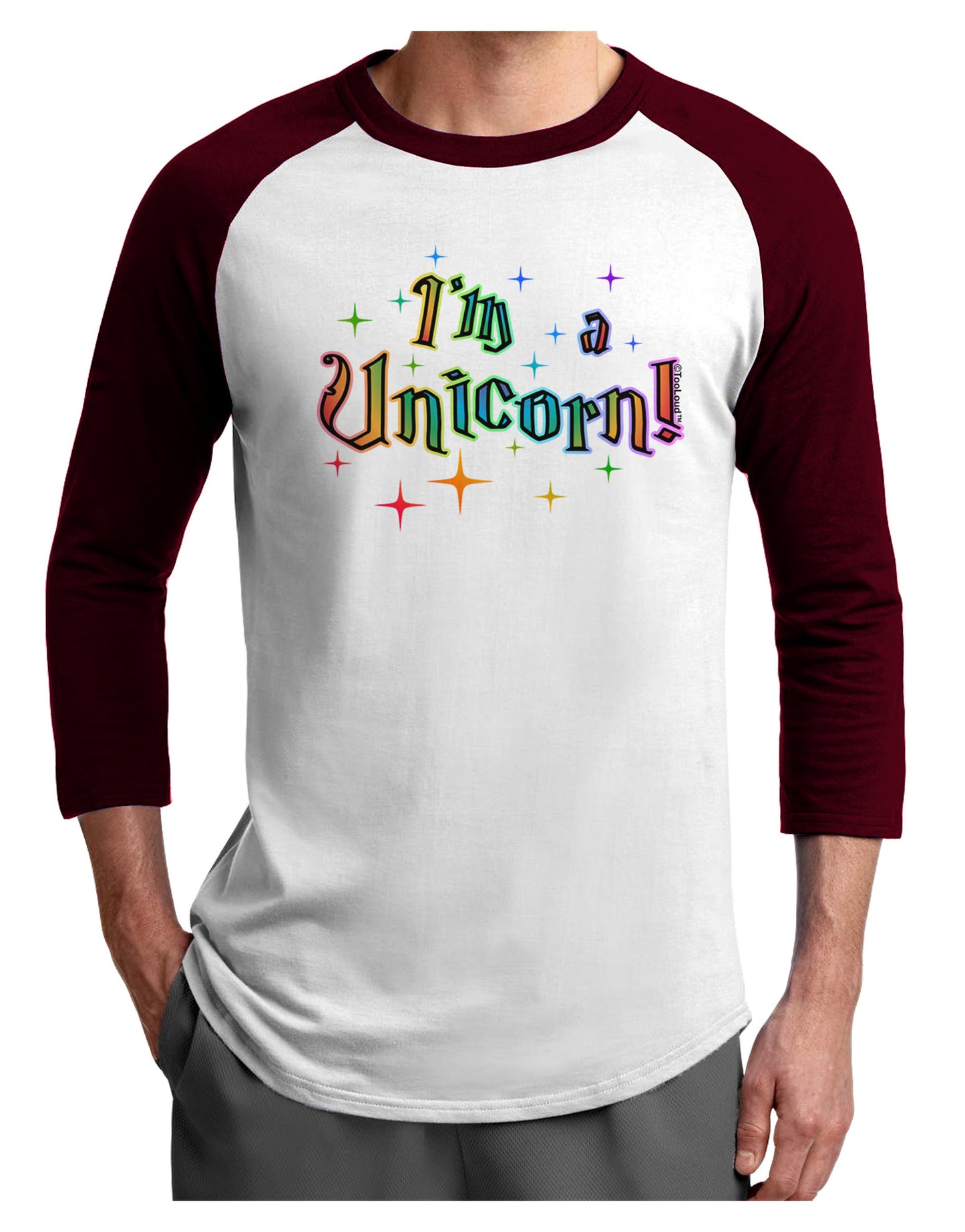 I'm a Unicorn Text Adult Raglan Shirt-Raglan Shirt-TooLoud-White-Cardinal-X-Small-Davson Sales