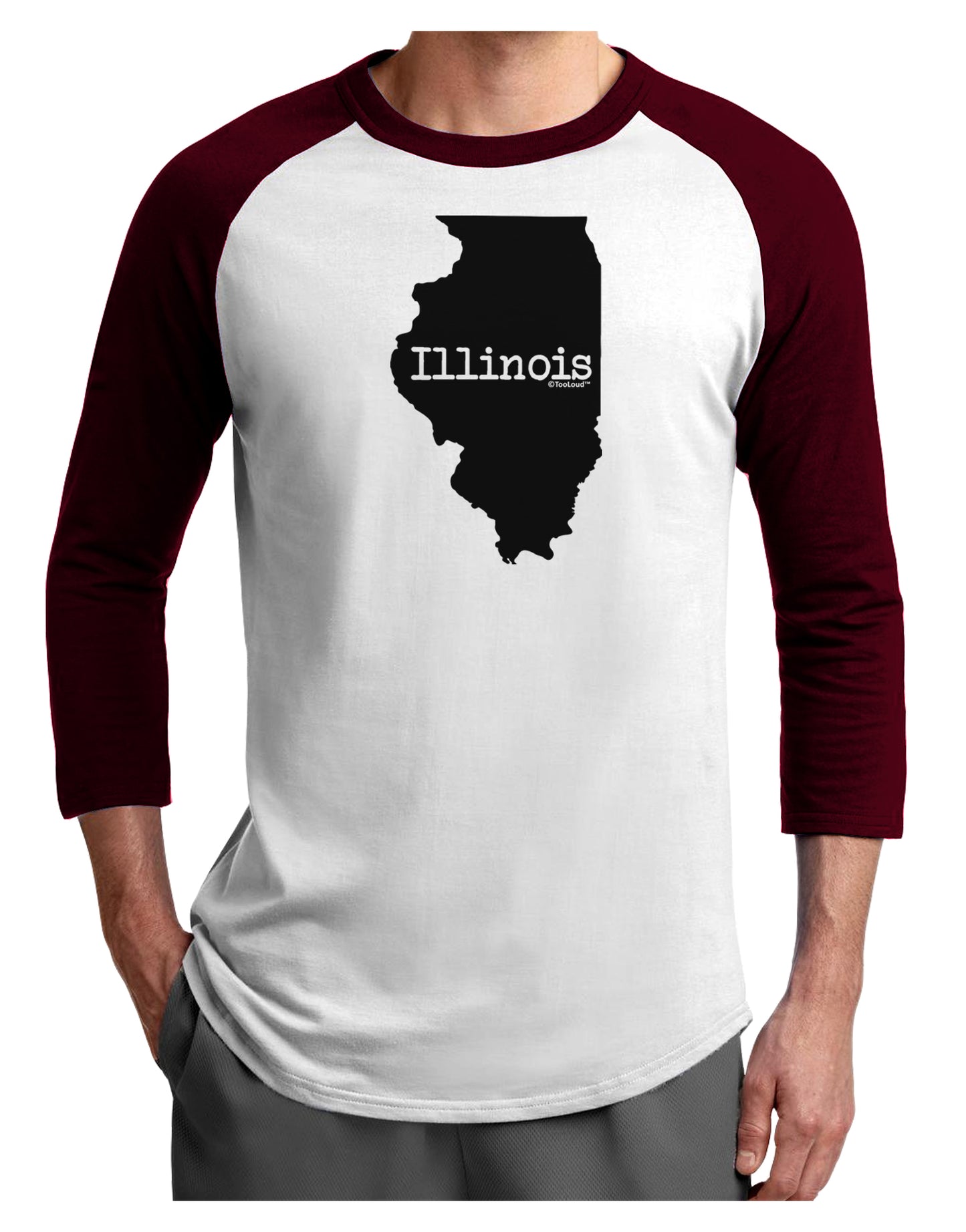Illinois - United States Shape Adult Raglan Shirt by TooLoud-TooLoud-White-Cardinal-X-Small-Davson Sales