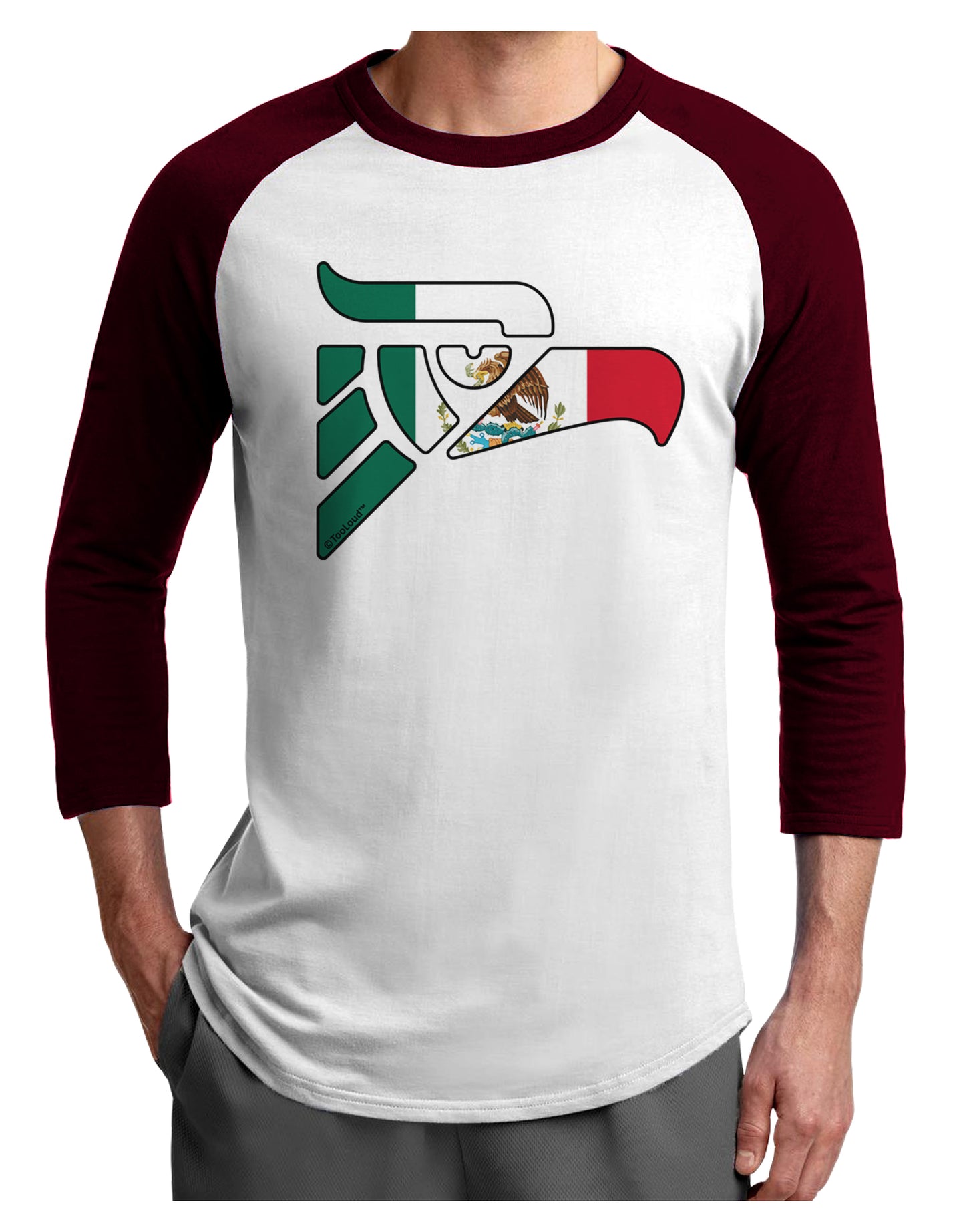 Hecho en Mexico Eagle Symbol - Mexican Flag Adult Raglan Shirt by TooLoud-TooLoud-White-Cardinal-X-Small-Davson Sales