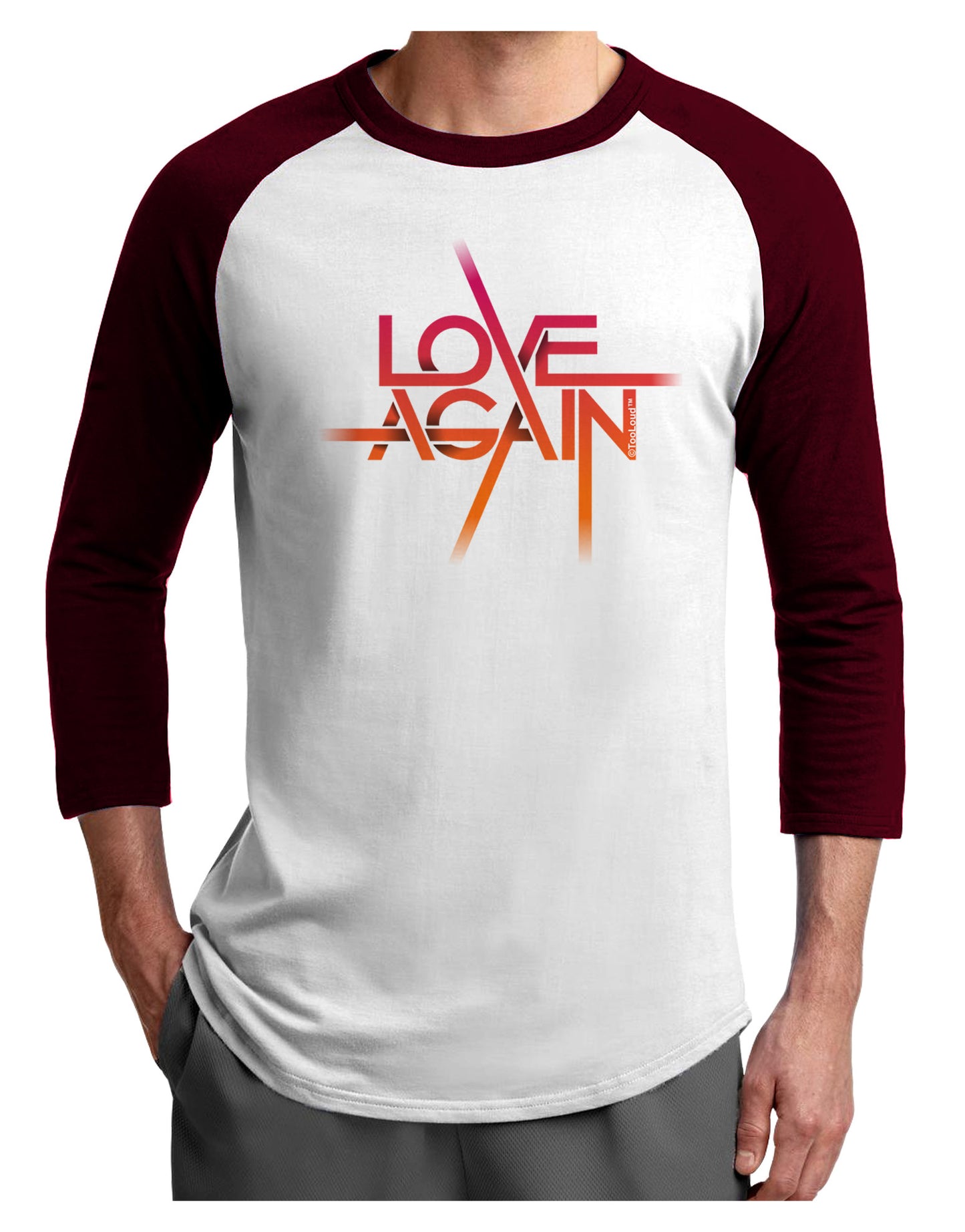 Love Again Typography Adult Raglan Shirt-Raglan Shirt-TooLoud-White-Cardinal-X-Small-Davson Sales