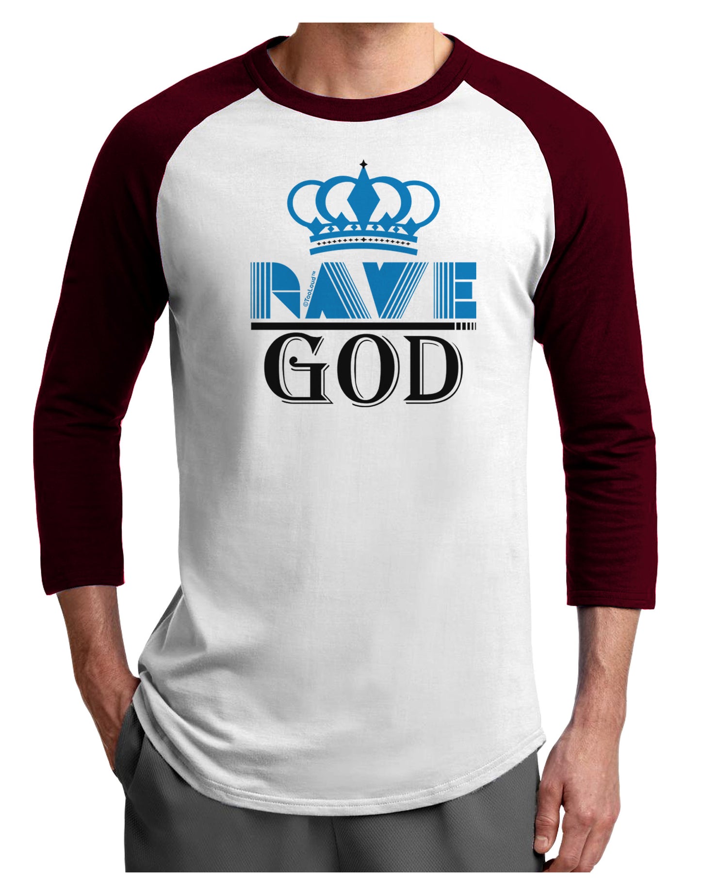 Rave God Adult Raglan Shirt-Raglan Shirt-TooLoud-White-Cardinal-X-Small-Davson Sales