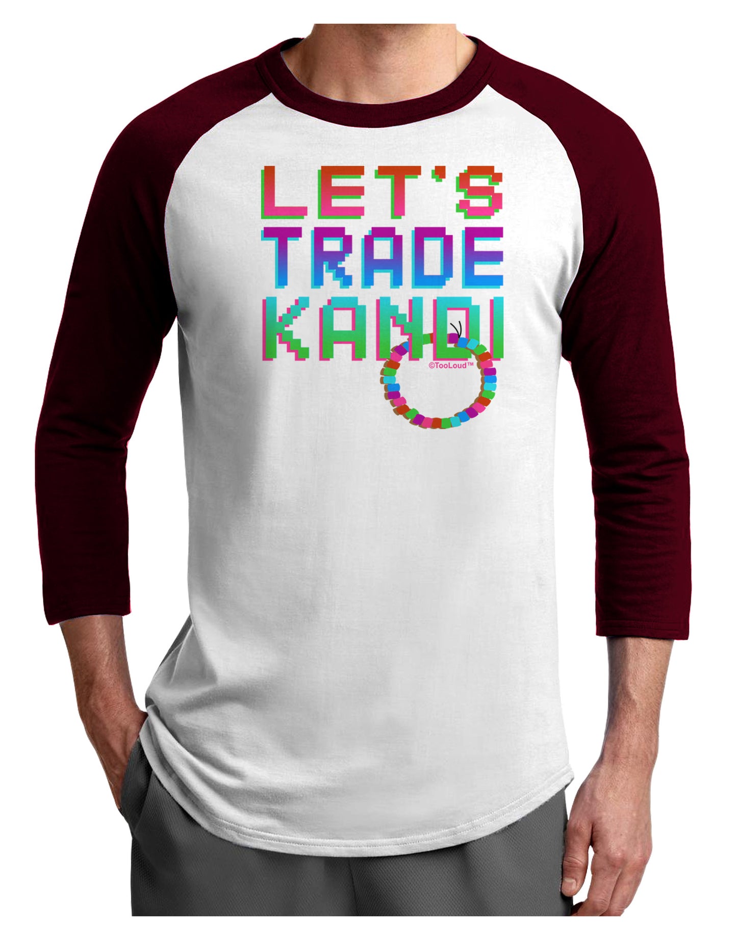 Let's Trade Kandi Adult Raglan Shirt-Raglan Shirt-TooLoud-White-Cardinal-X-Small-Davson Sales