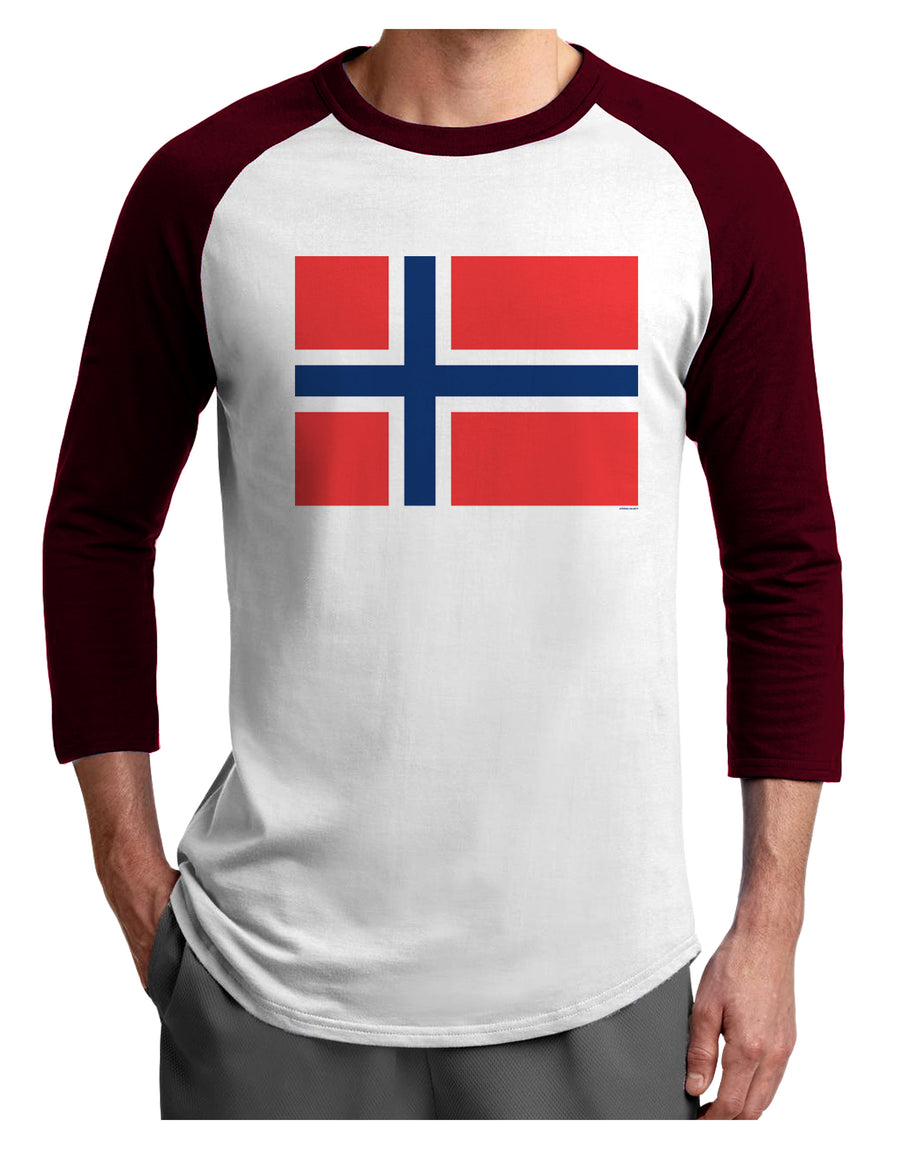 TooLoud Norwegian Flag Adult Raglan Shirt-Mens-Tshirts-TooLoud-White-Black-X-Small-Davson Sales
