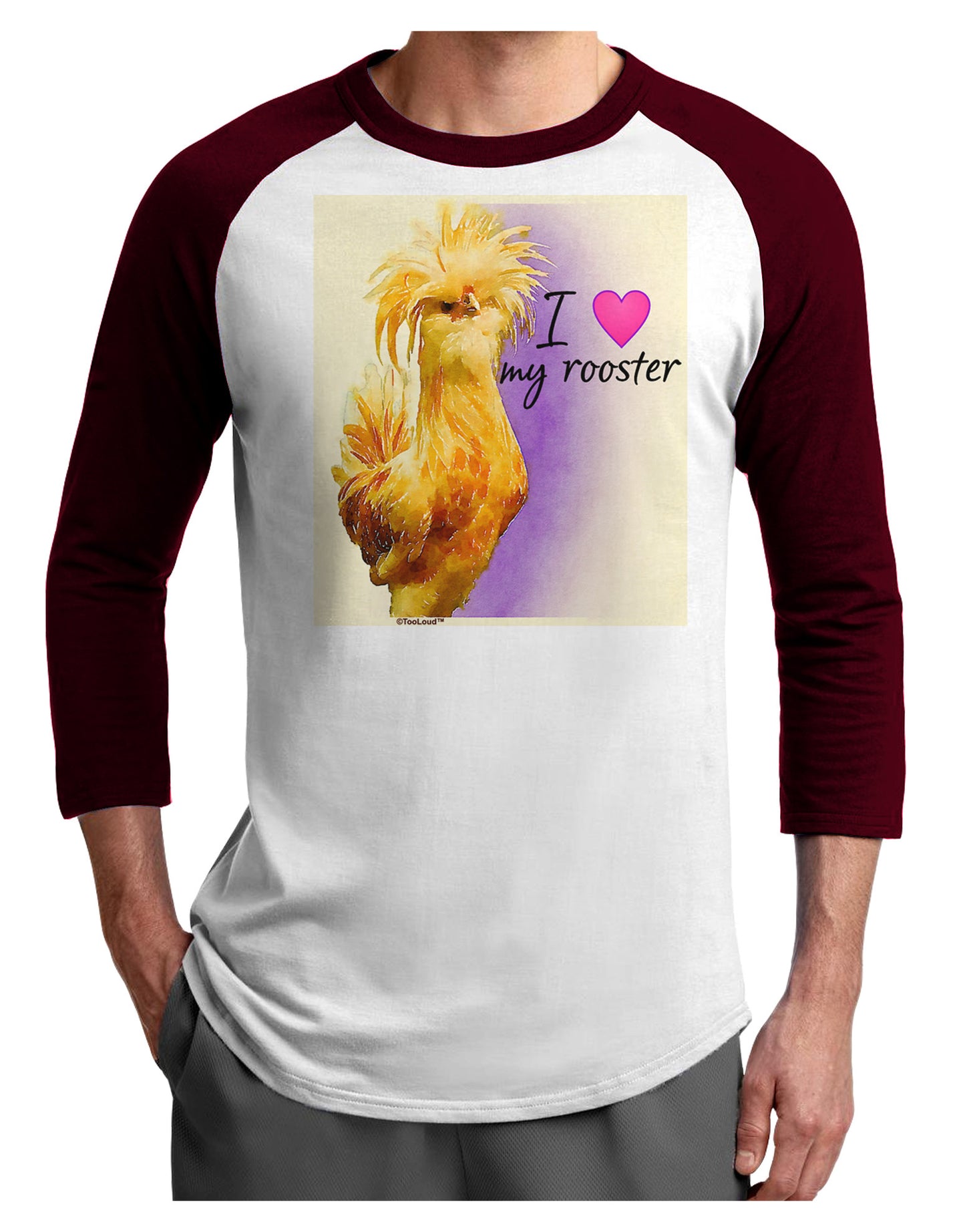 I Heart My Rooster Adult Raglan Shirt-Wall Clock-TooLoud-White-Cardinal-X-Small-Davson Sales