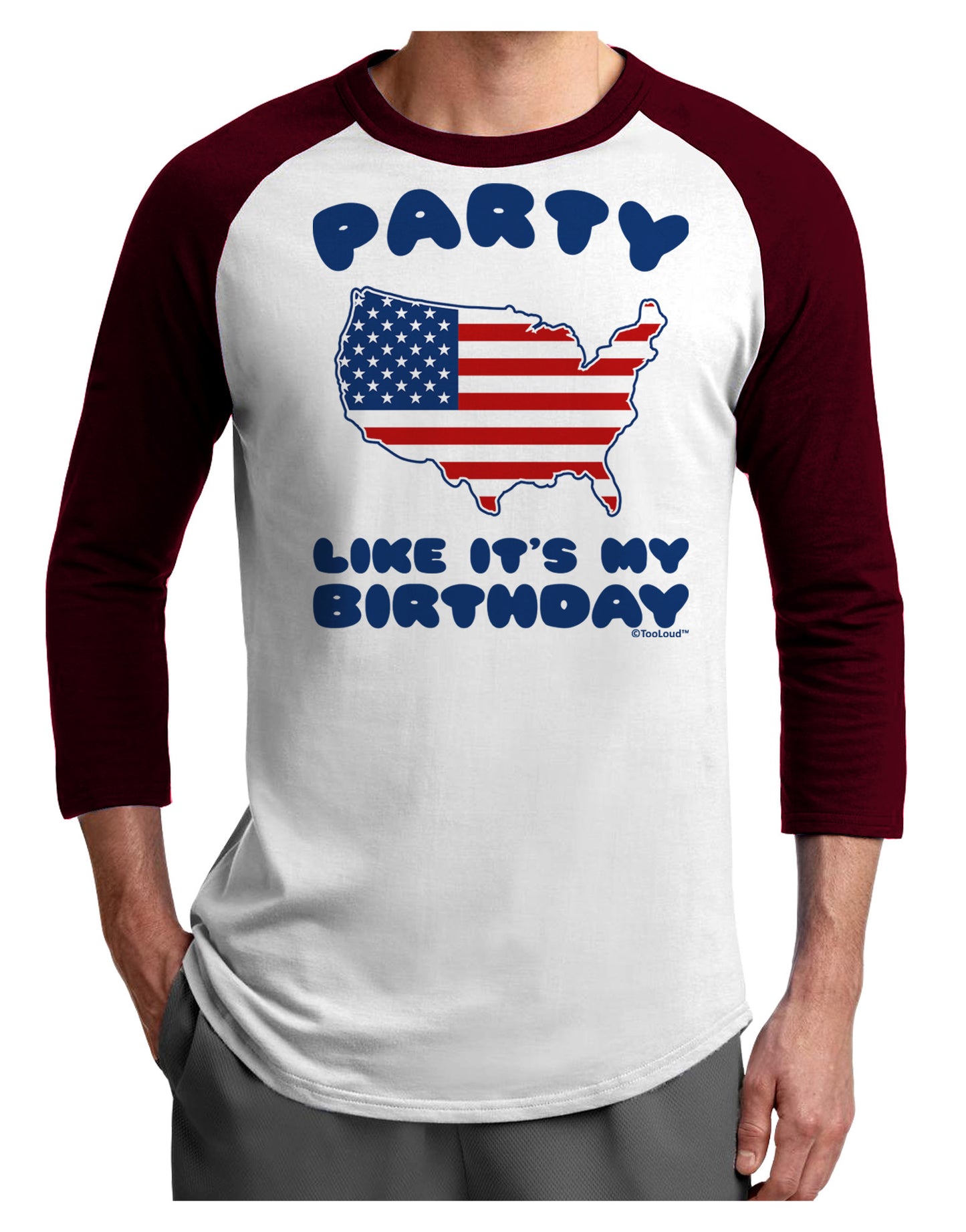 Party Like It's My Birthday - 4th of July Adult Raglan Shirt-TooLoud-White-Cardinal-X-Small-Davson Sales
