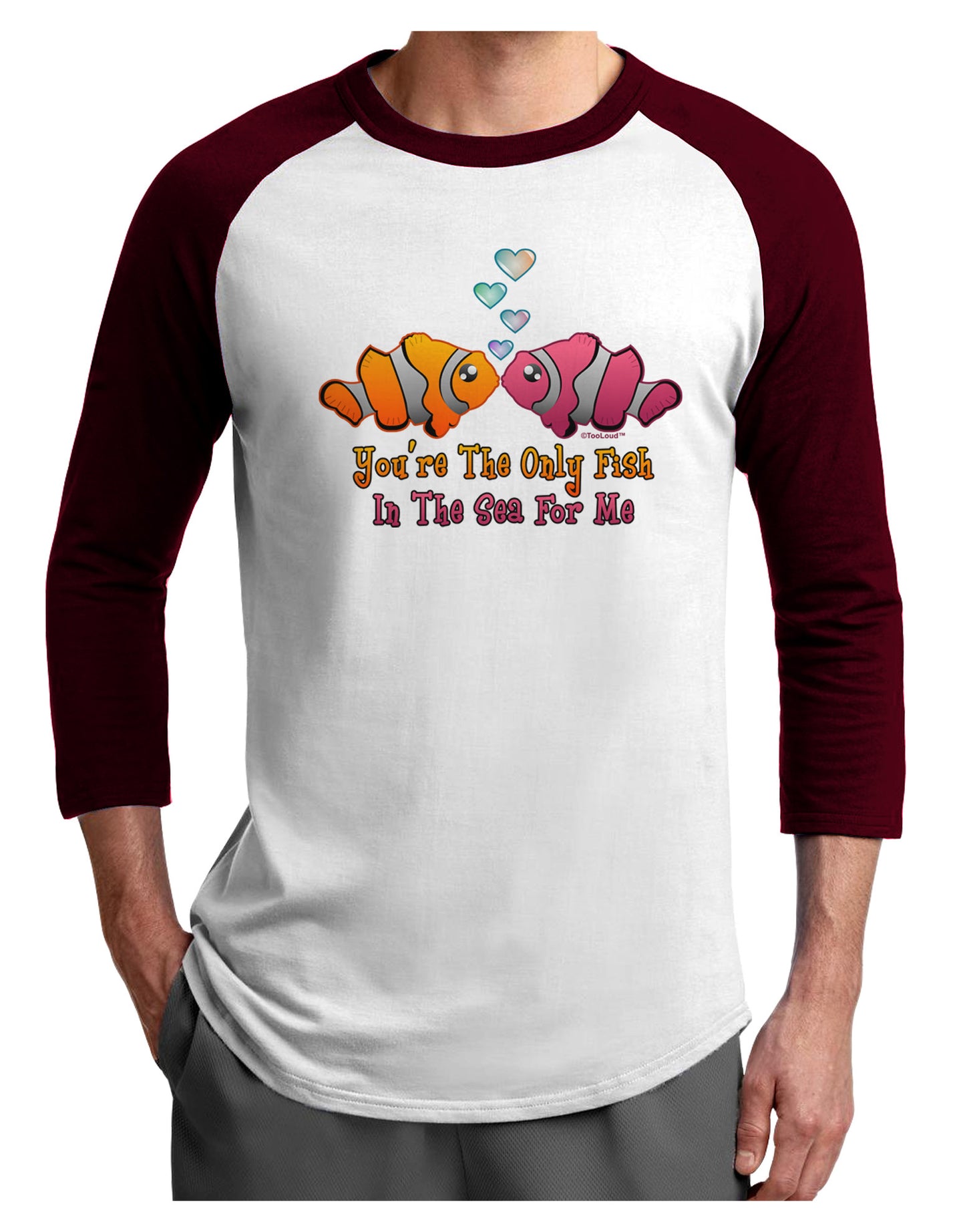 Kissy Clownfish Only Fish In The Sea Adult Raglan Shirt-Raglan Shirt-TooLoud-White-Cardinal-X-Small-Davson Sales