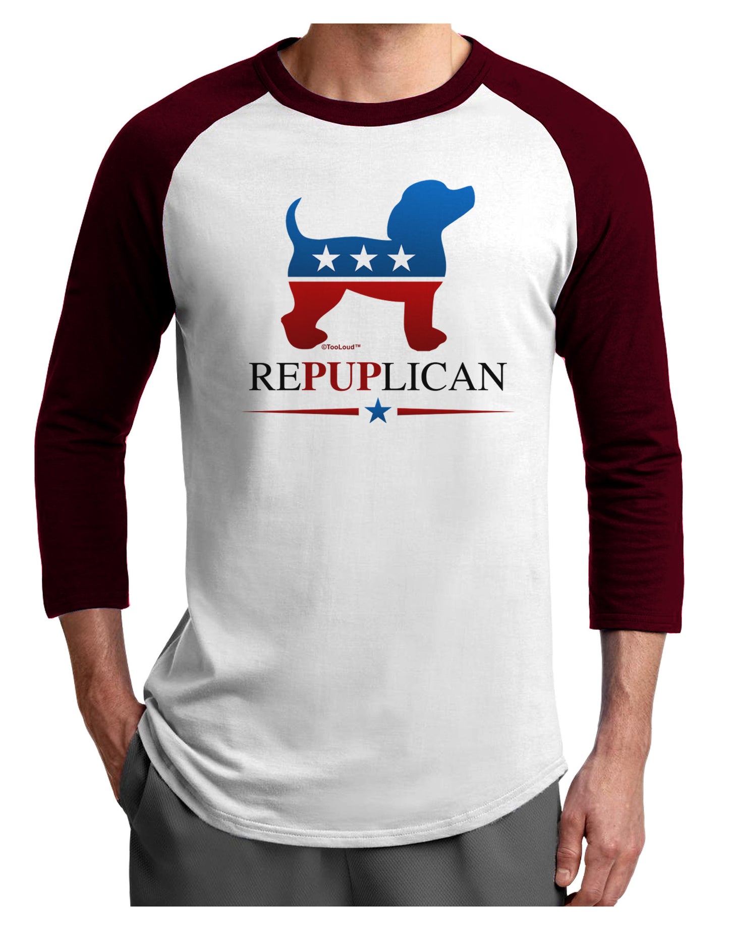 RePUPlican Adult Raglan Shirt-Raglan Shirt-TooLoud-White-Cardinal-X-Small-Davson Sales