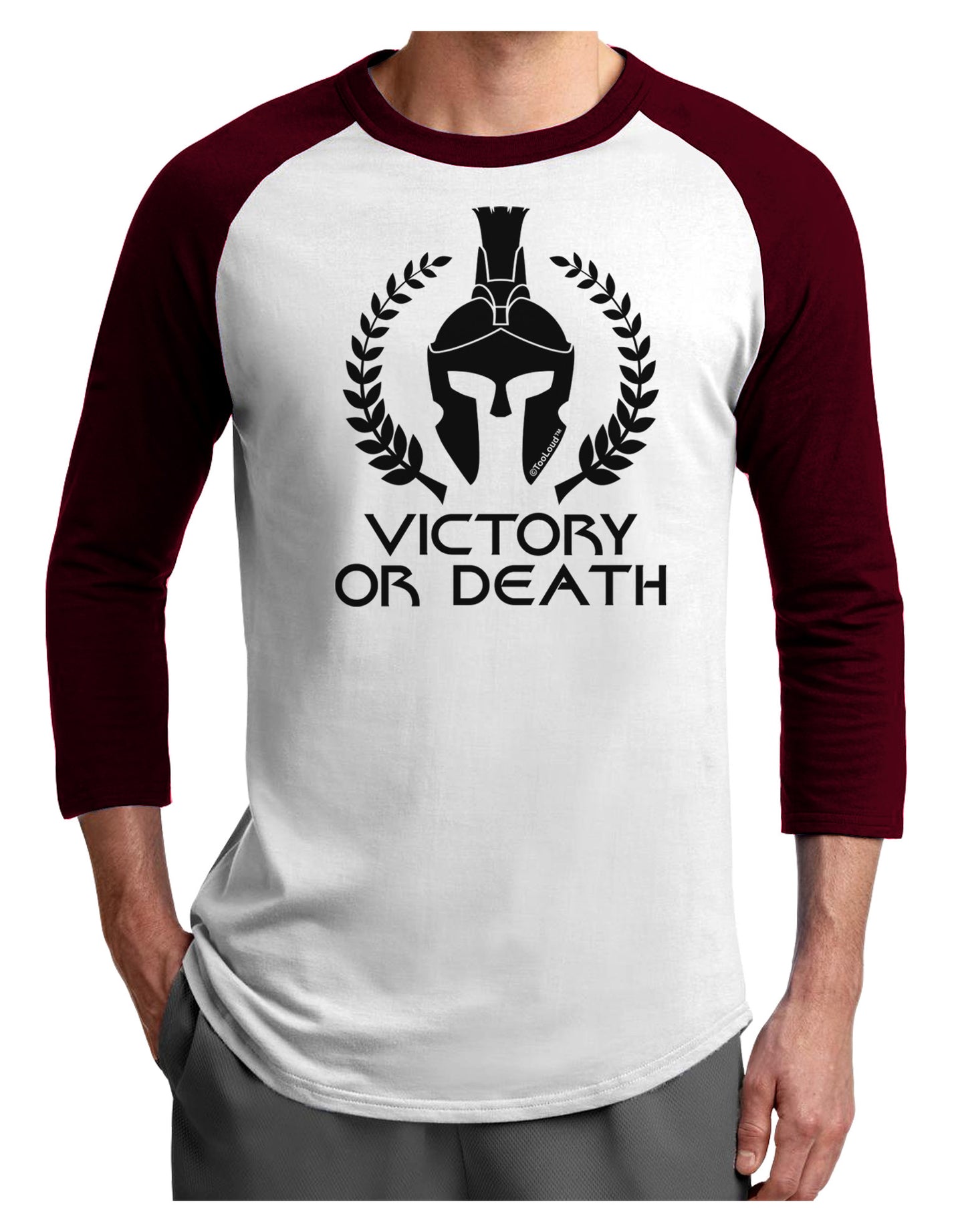 Spartan Victory Or Death Adult Raglan Shirt-Raglan Shirt-TooLoud-White-Cardinal-X-Small-Davson Sales