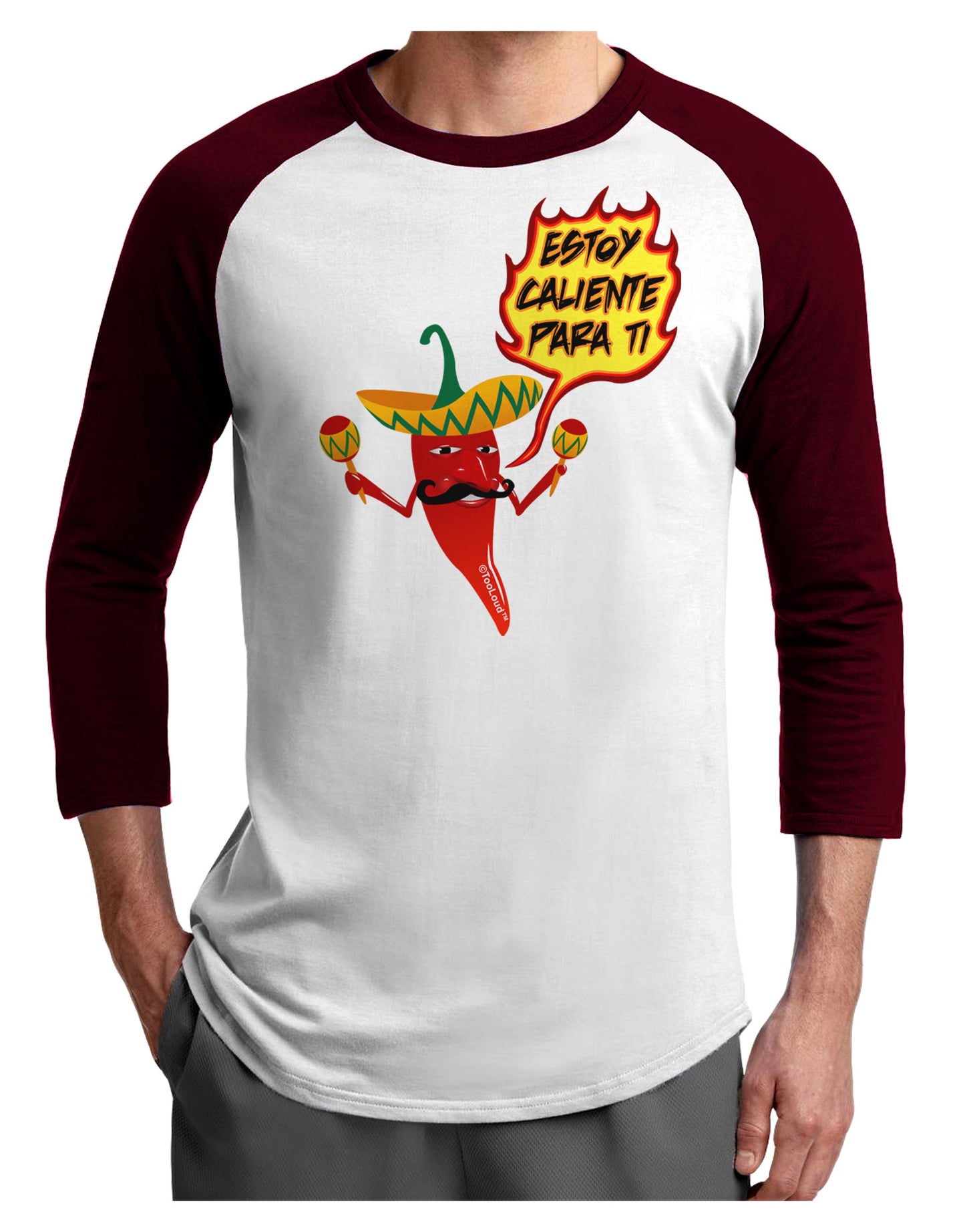 Estoy Caliente Para Ti Adult Raglan Shirt-Raglan Shirt-TooLoud-White-Cardinal-X-Small-Davson Sales