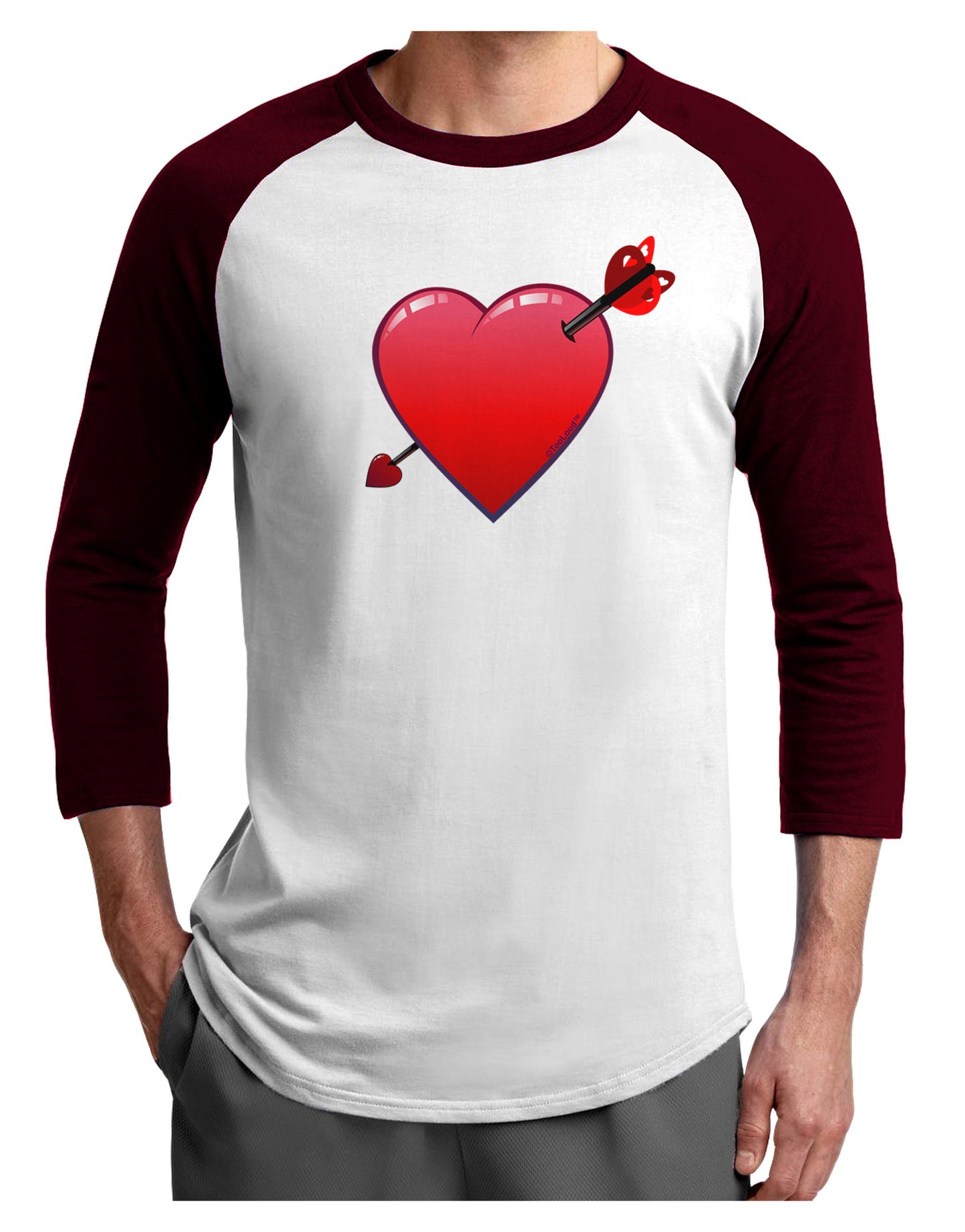 Shot Through the Heart Cute Adult Raglan Shirt by-Raglan Shirt-TooLoud-White-Cardinal-X-Small-Davson Sales