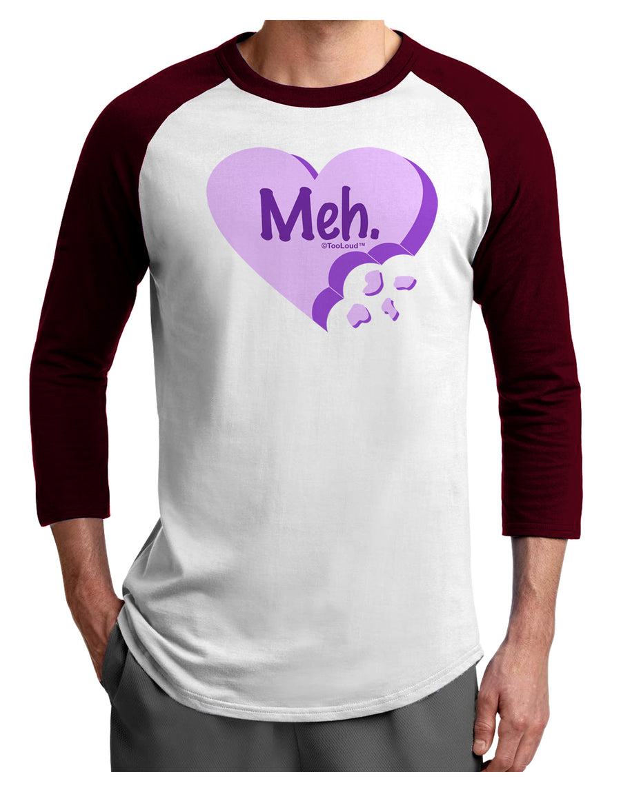 Meh Candy Heart Purple - Valentines Day Adult Raglan Shirt by TooLoud-TooLoud-White-Black-X-Small-Davson Sales