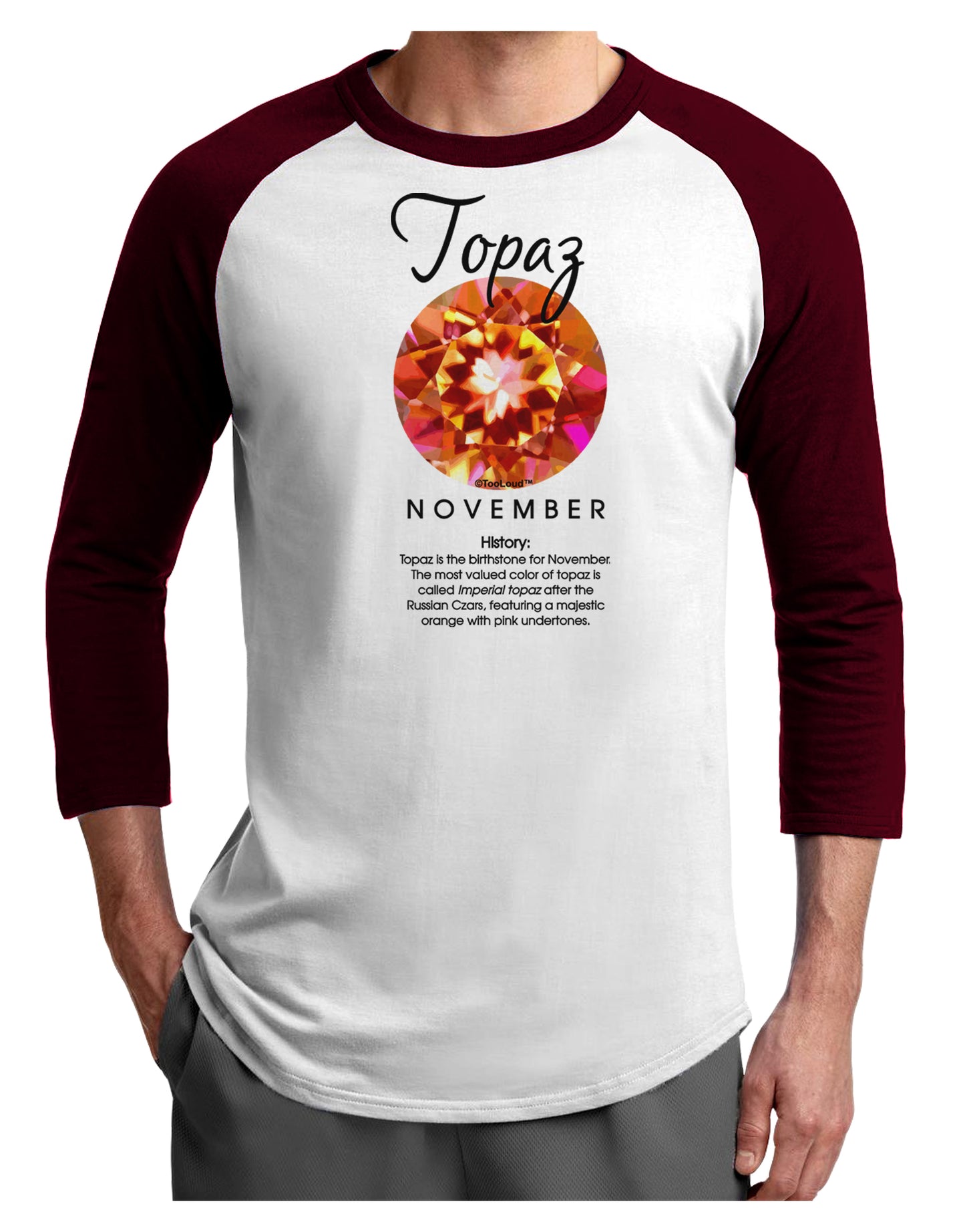 Birthstone Topaz Adult Raglan Shirt by TooLoud-TooLoud-White-Cardinal-X-Small-Davson Sales
