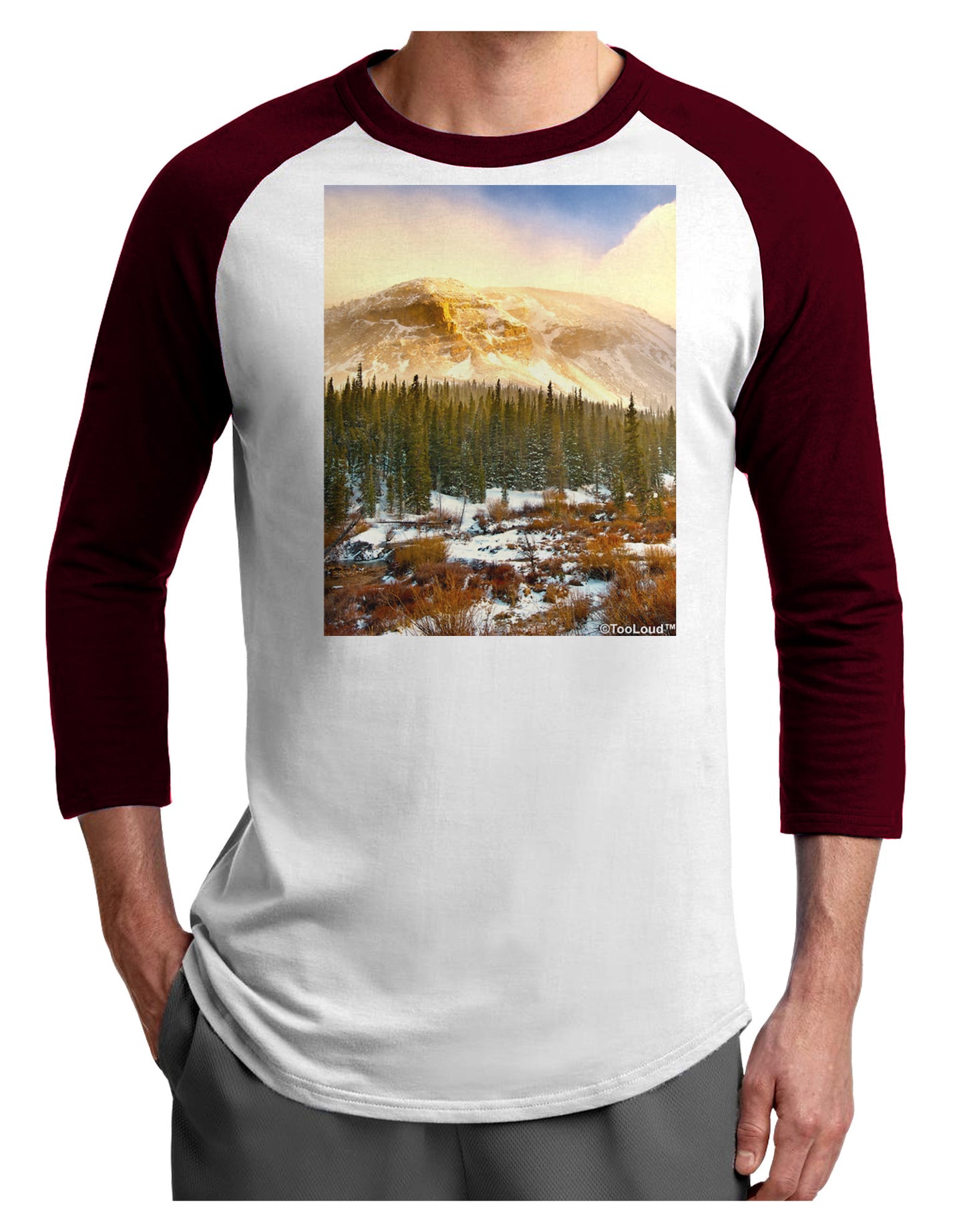 Nature Photography - Mountain Glow Adult Raglan Shirt by-Raglan Shirt-TooLoud-White-Cardinal-X-Small-Davson Sales