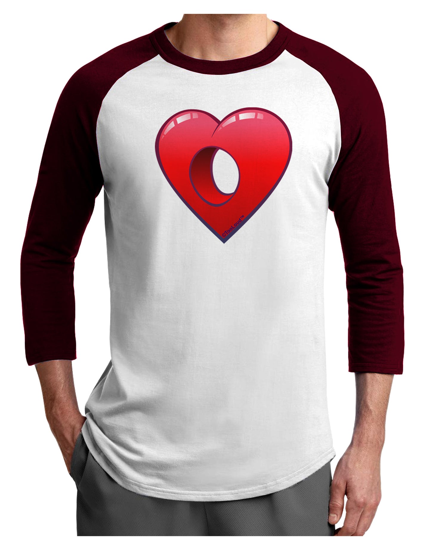 Hole Heartedly Broken Heart Adult Raglan Shirt by-Raglan Shirt-TooLoud-White-Cardinal-X-Small-Davson Sales