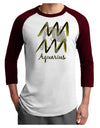 Aquarius Symbol Adult Raglan Shirt-TooLoud-White-Cardinal-X-Small-Davson Sales