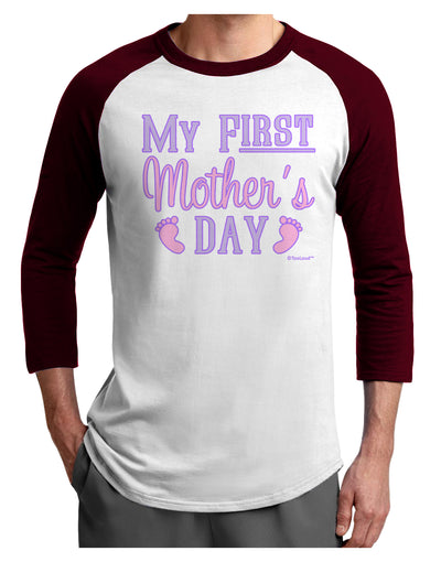 My First Mother's Day - Baby Feet - Pink Adult Raglan Shirt by TooLoud-TooLoud-White-Cardinal-X-Small-Davson Sales