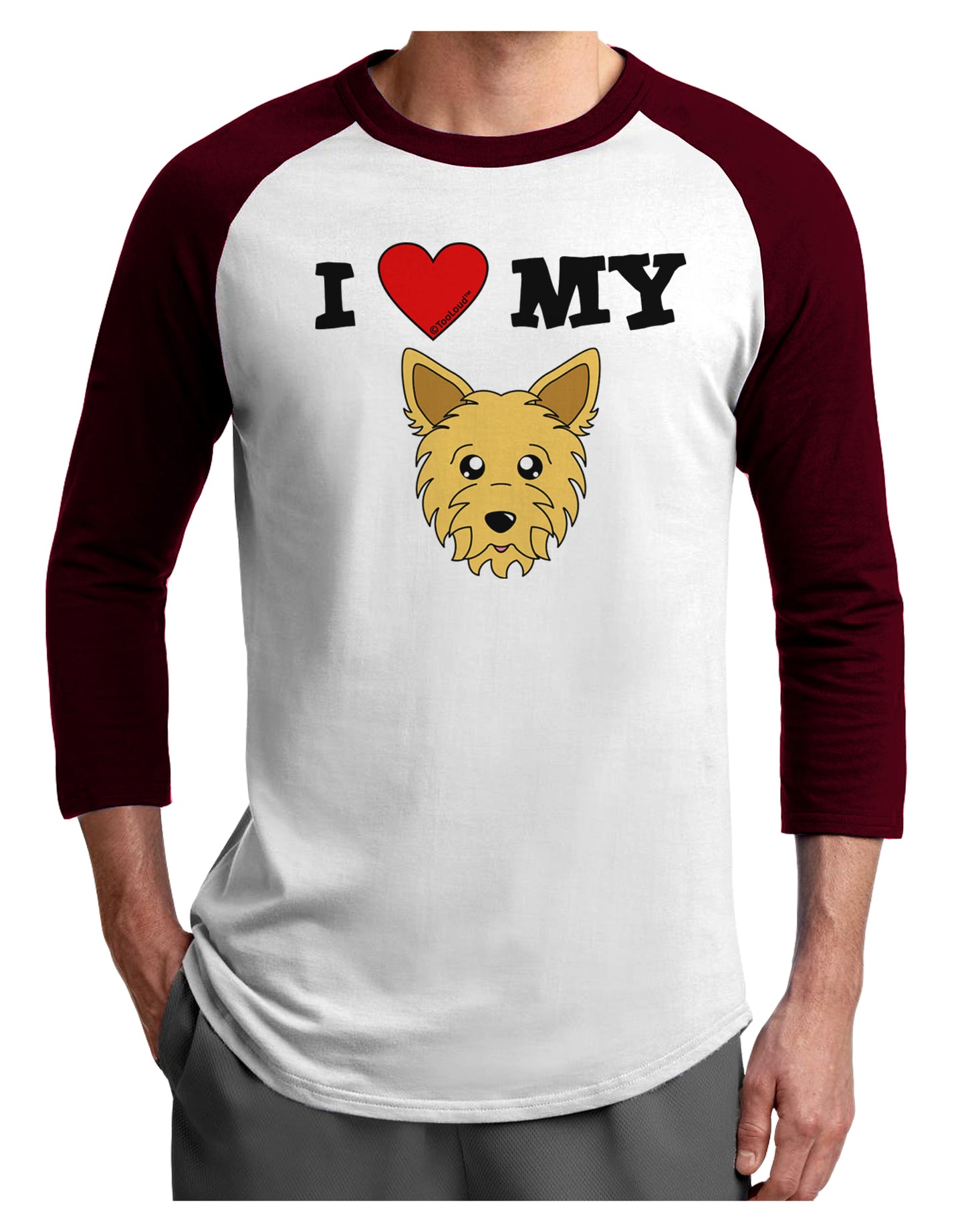 I Heart My - Cute Yorkshire Terrier Yorkie Dog Adult Raglan Shirt by TooLoud-TooLoud-White-Cardinal-X-Small-Davson Sales