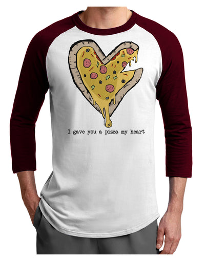 TooLoud I gave you a Pizza my Heart Adult Raglan Shirt-Mens-Tshirts-TooLoud-White-Cardinal-X-Small-Davson Sales