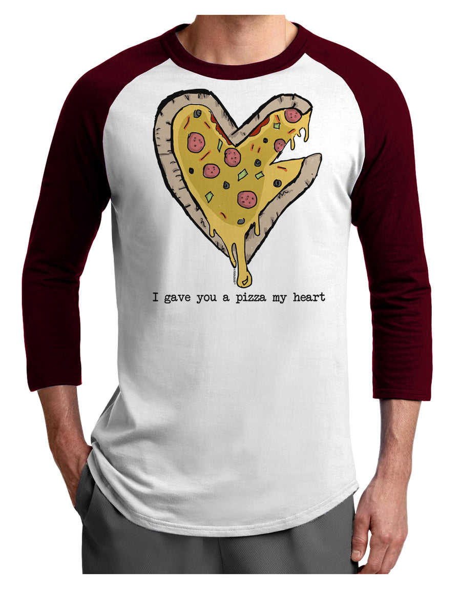 TooLoud I gave you a Pizza my Heart Adult Raglan Shirt-Mens-Tshirts-TooLoud-White-Black-X-Small-Davson Sales