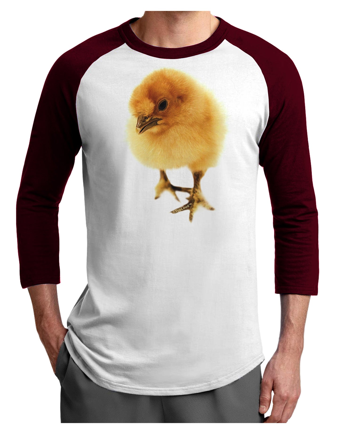 Fluffy Chick Adult Raglan Shirt-Raglan Shirt-TooLoud-White-Cardinal-X-Small-Davson Sales