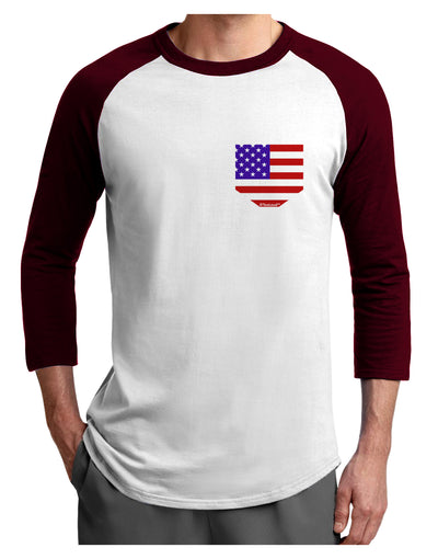 American Flag Faux Pocket Design Adult Raglan Shirt by TooLoud-TooLoud-White-Cardinal-X-Small-Davson Sales