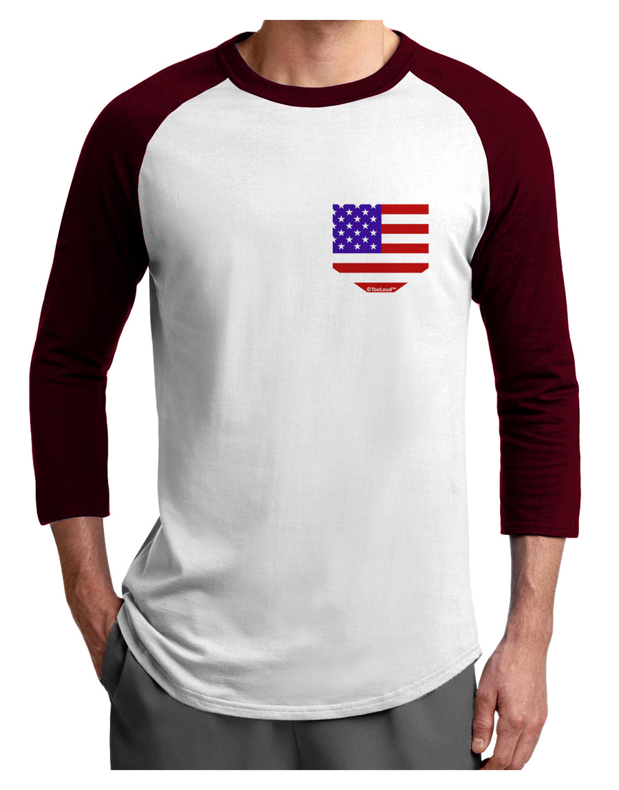 American Flag Faux Pocket Design Adult Raglan Shirt by TooLoud-TooLoud-White-Black-X-Small-Davson Sales