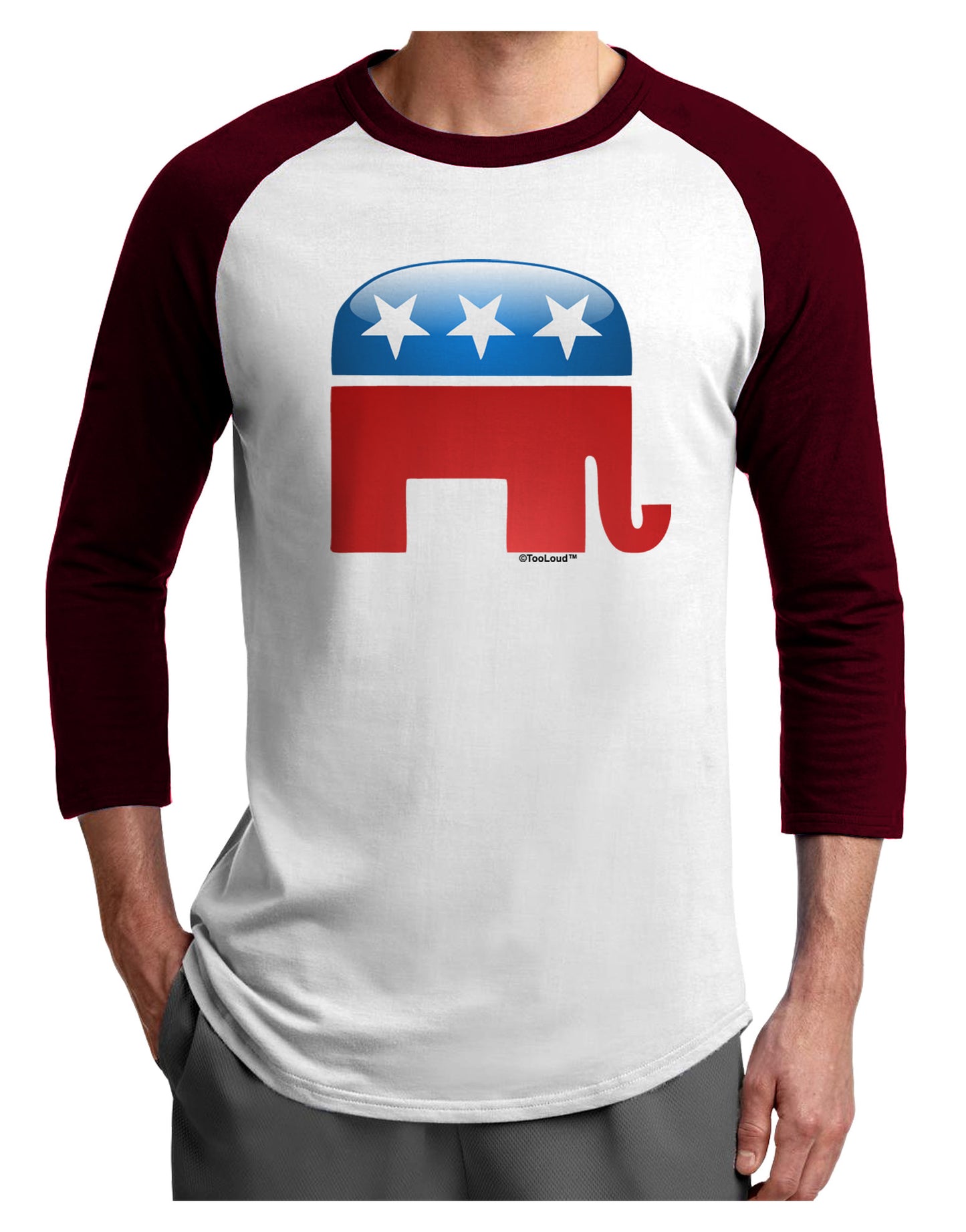 Republican Bubble Symbol Adult Raglan Shirt-TooLoud-White-Cardinal-X-Small-Davson Sales