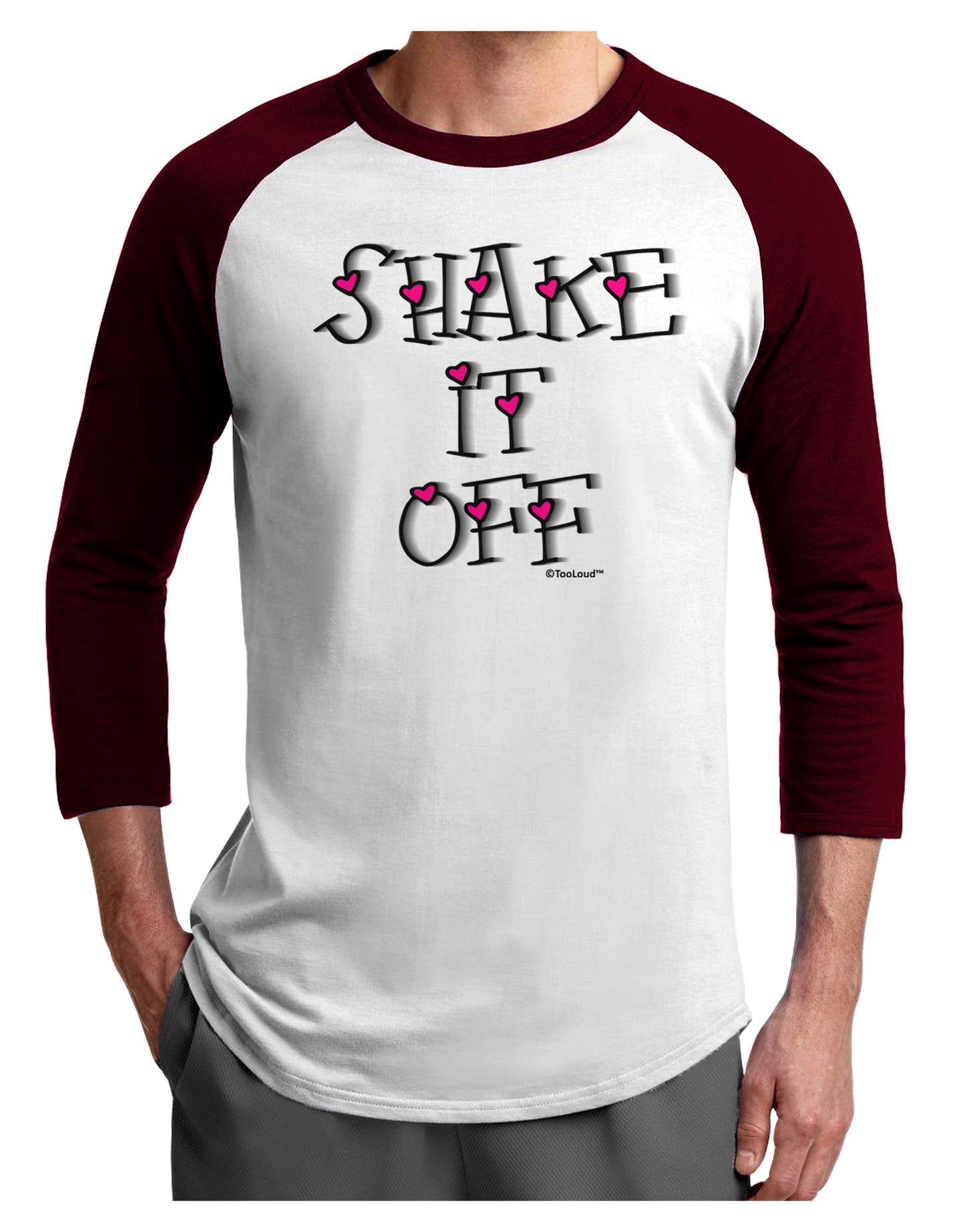 Shake It Off Text Cute with Hearts Adult Raglan Shirt by TooLoud-TooLoud-White-Cardinal-X-Small-Davson Sales