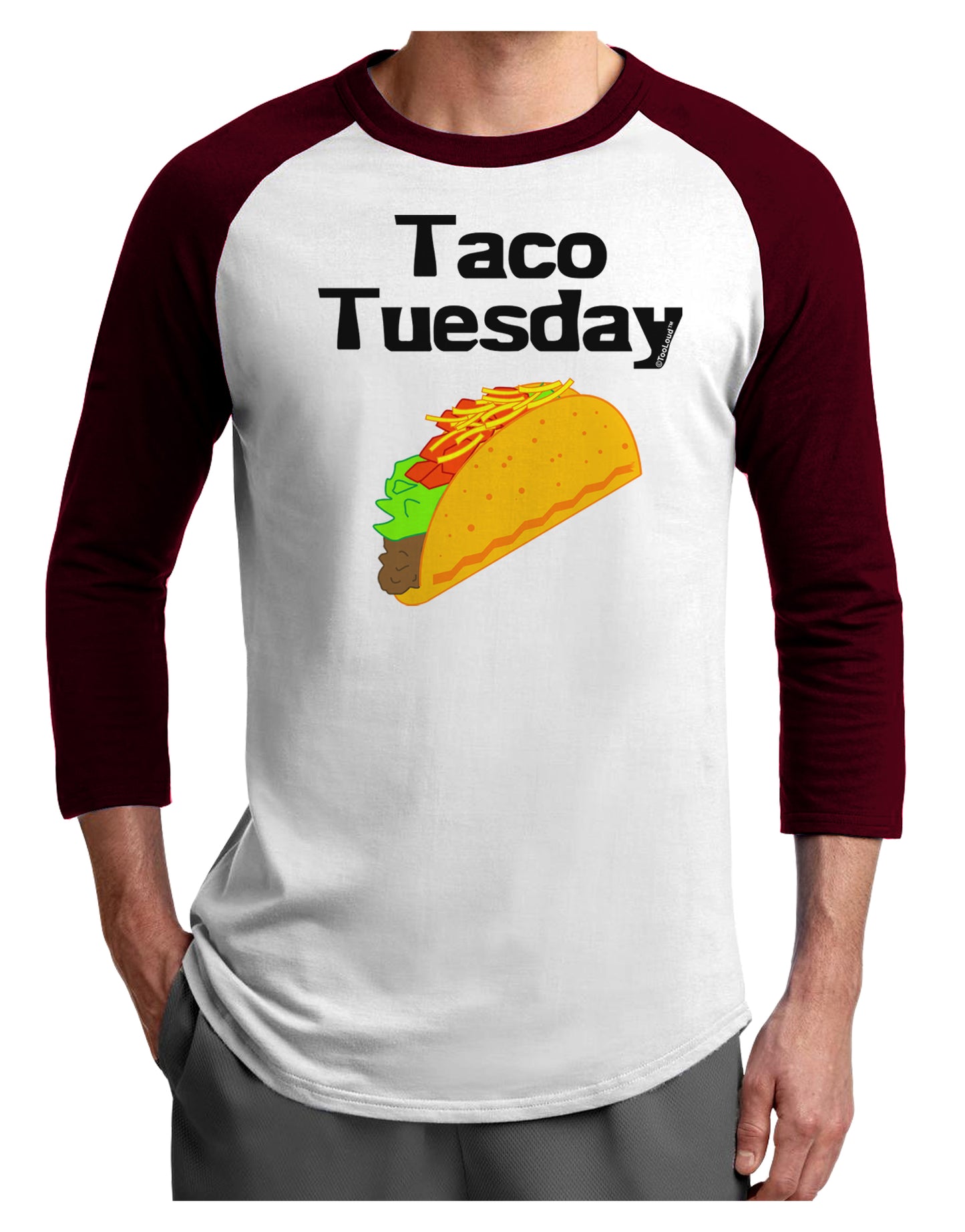 Taco Tuesday Design Adult Raglan Shirt by TooLoud-TooLoud-White-Cardinal-X-Small-Davson Sales