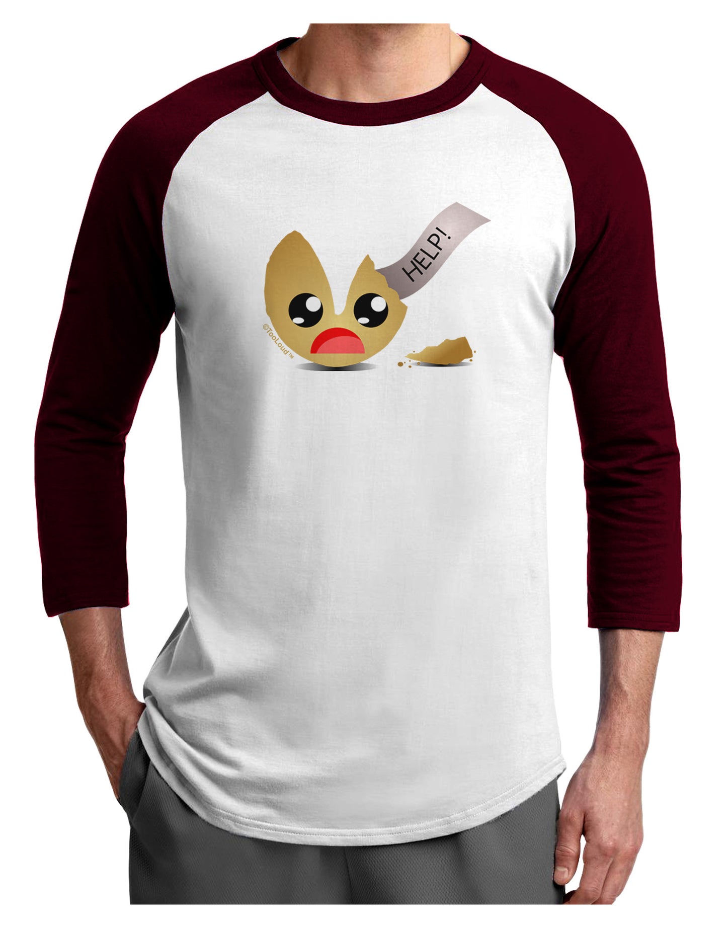 Dismembered Fortune Cookie Adult Raglan Shirt-Raglan Shirt-TooLoud-White-Cardinal-X-Small-Davson Sales