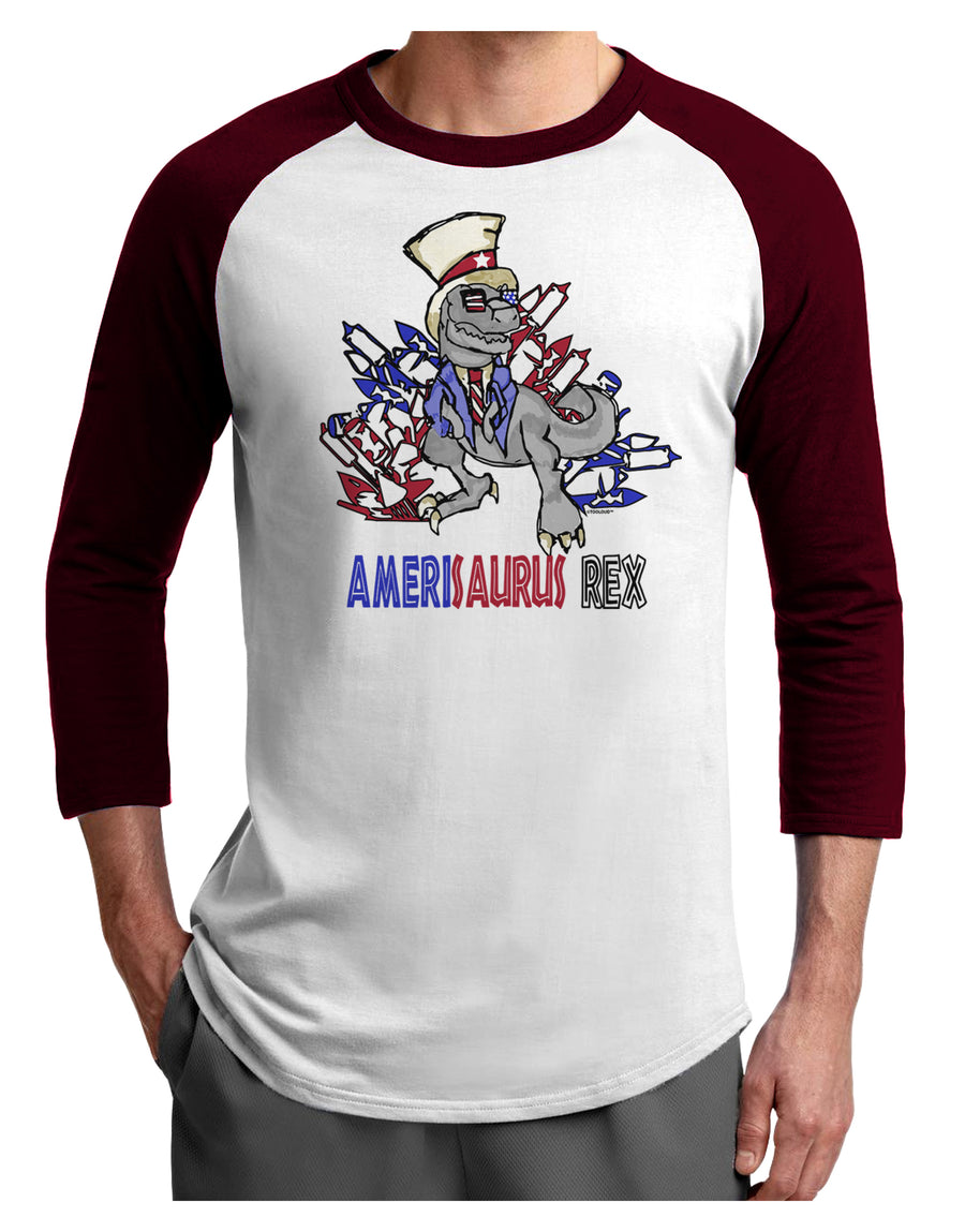 TooLoud AMERISAURUS REX Adult Raglan Shirt-Mens-Tshirts-TooLoud-White-Black-X-Small-Davson Sales