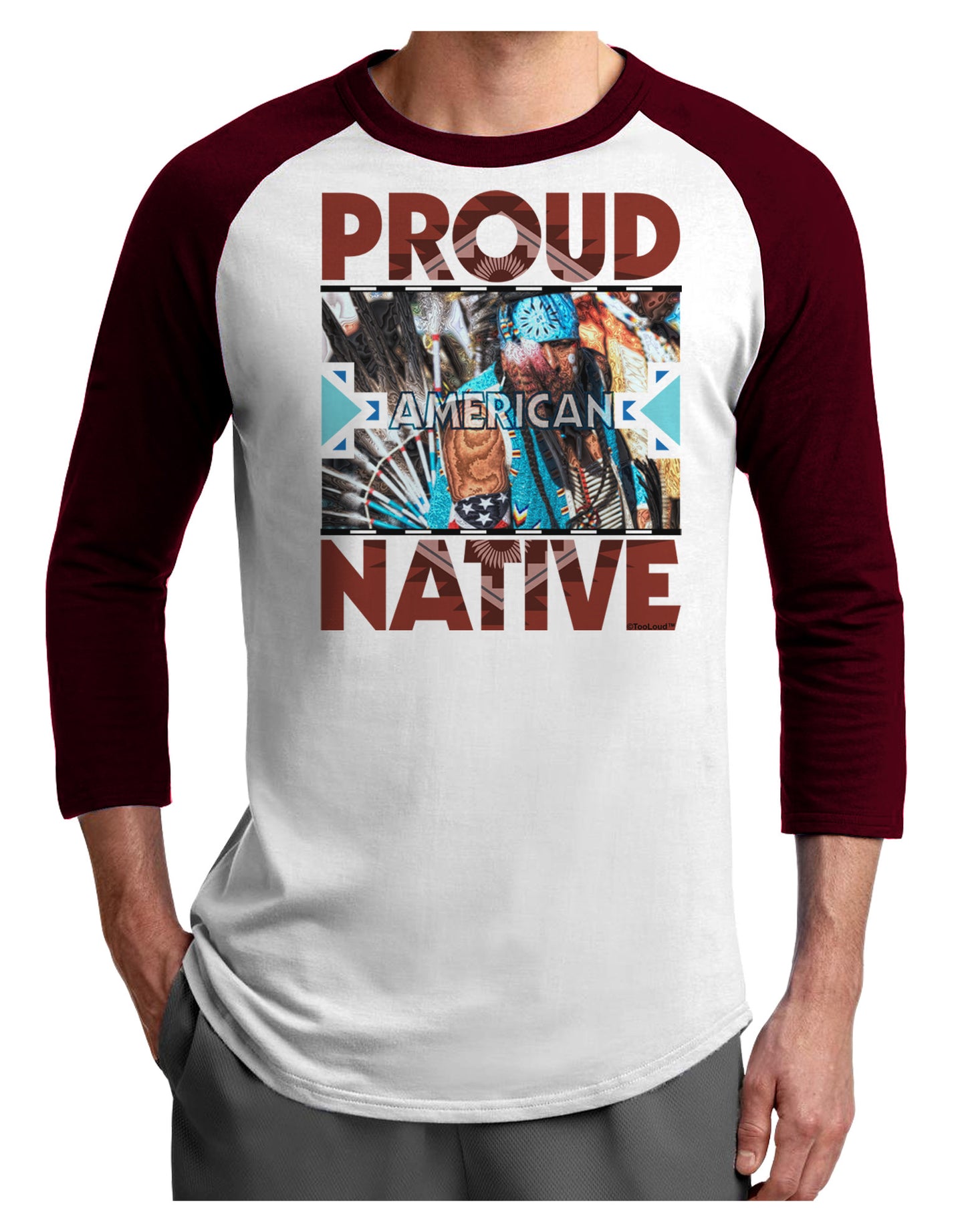 Proud Native American Adult Raglan Shirt-TooLoud-White-Cardinal-X-Small-Davson Sales