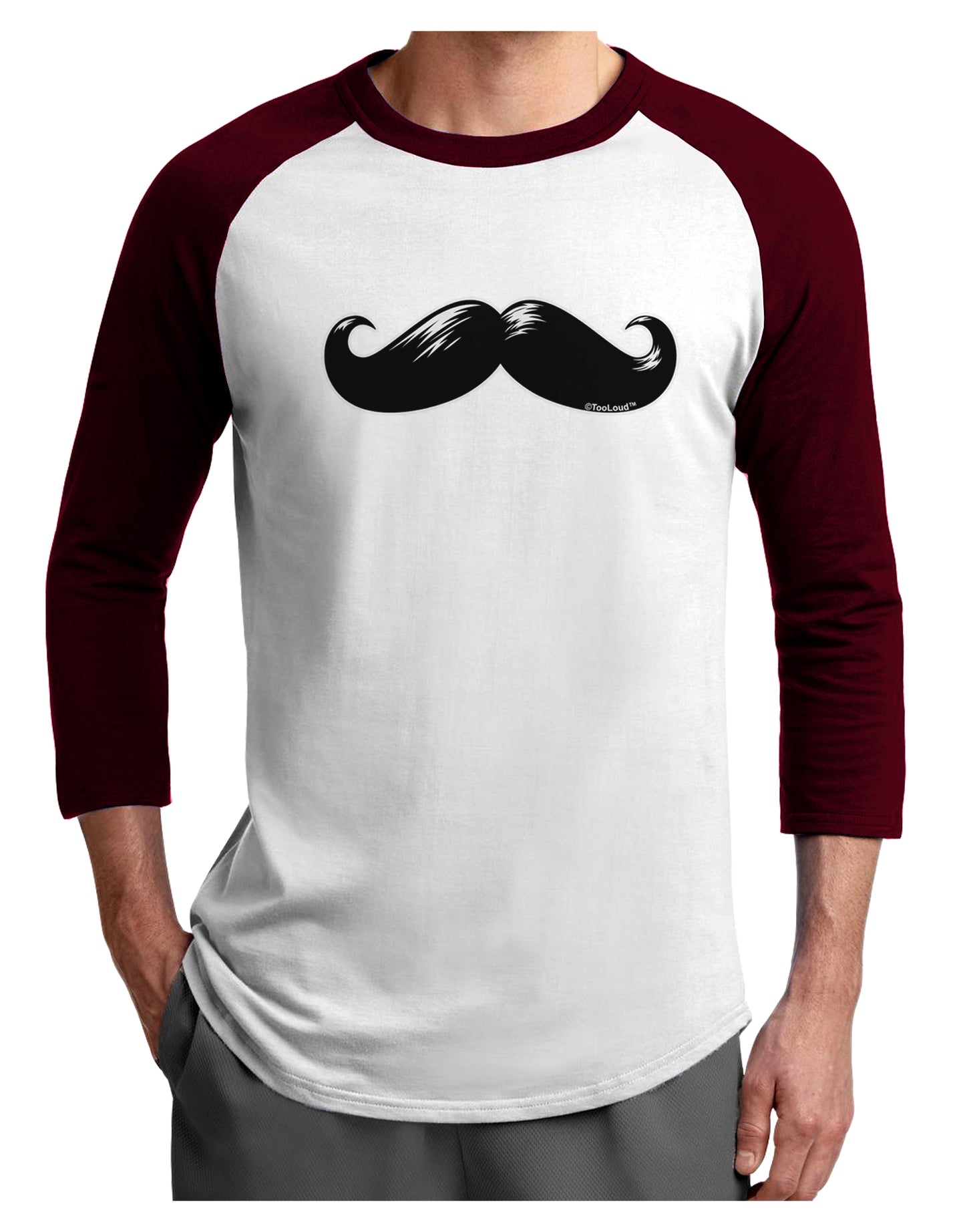 Big Black Mustache Adult Raglan Shirt-Raglan Shirt-TooLoud-White-Cardinal-X-Small-Davson Sales