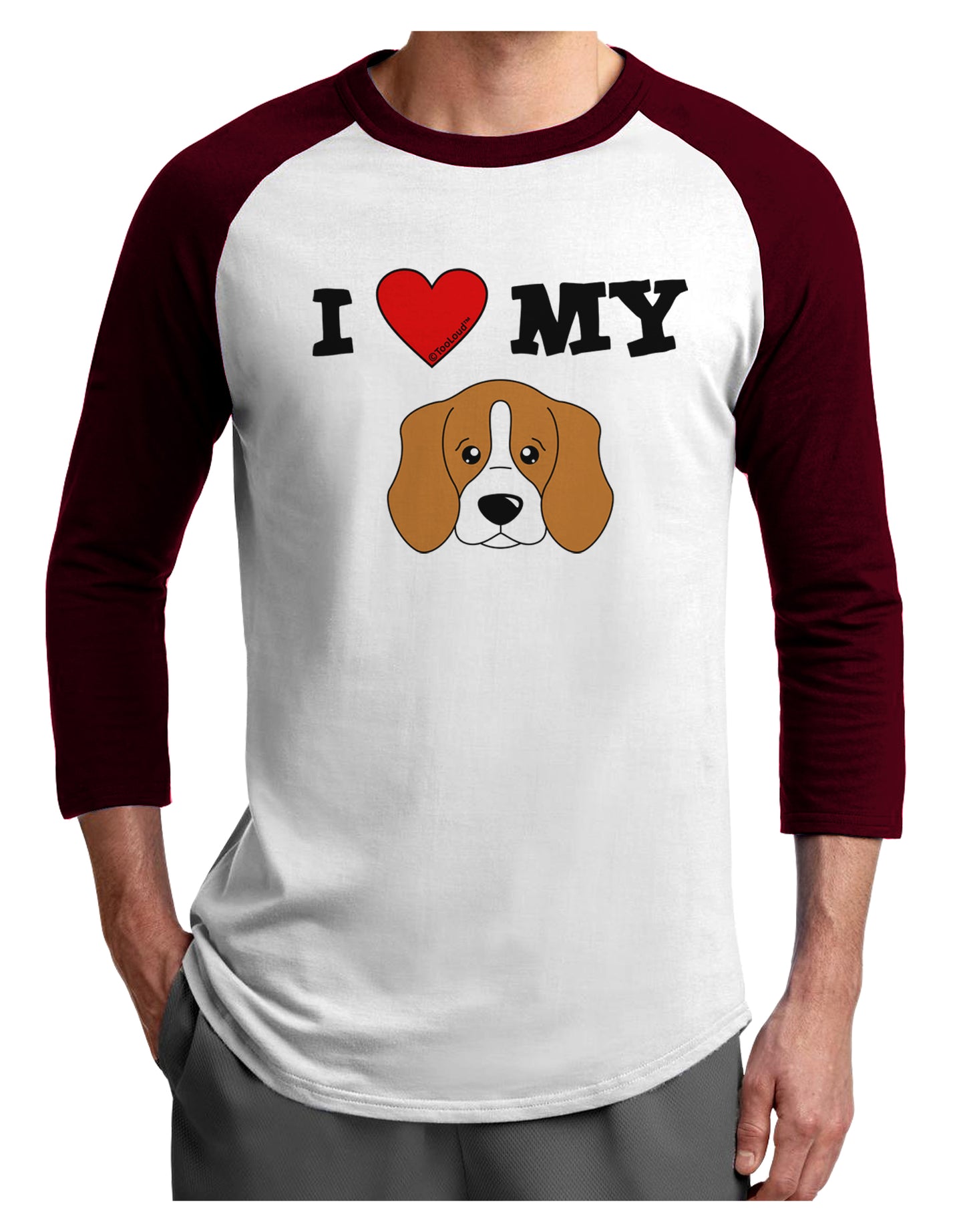 I Heart My - Cute Beagle Dog Adult Raglan Shirt by TooLoud-TooLoud-White-Cardinal-X-Small-Davson Sales