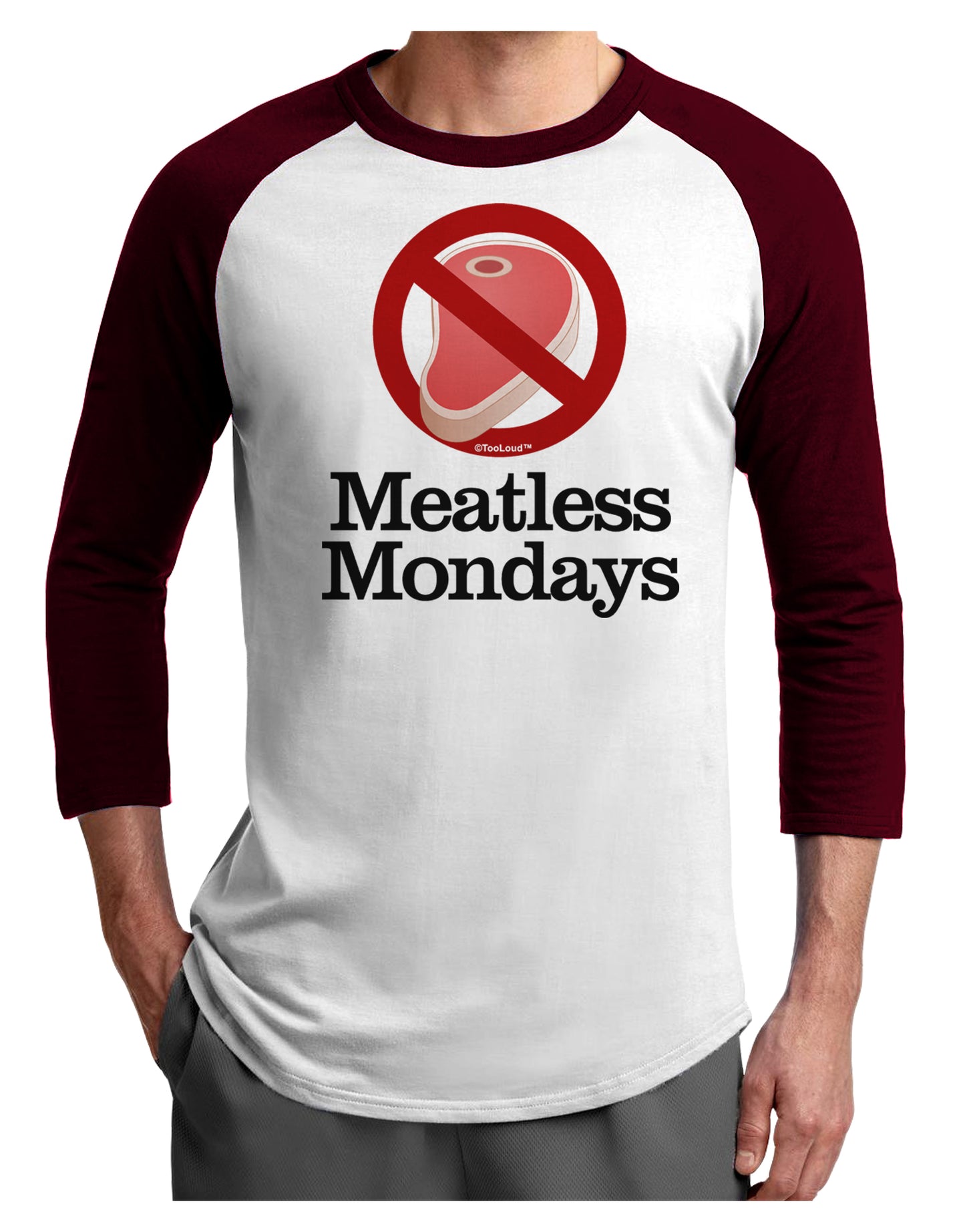 Meatless Mondays Adult Raglan Shirt by TooLoud-TooLoud-White-Cardinal-X-Small-Davson Sales