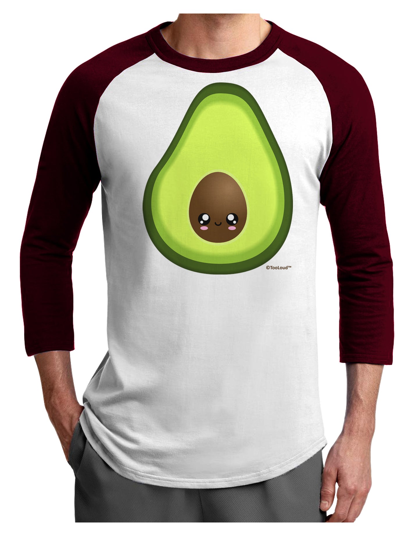 Cute Avocado Design Adult Raglan Shirt-Raglan Shirt-TooLoud-White-Cardinal-X-Small-Davson Sales