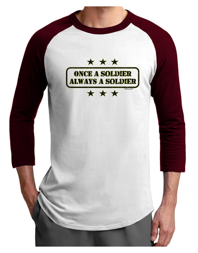 Always A Soldier Adult Raglan Shirt-TooLoud-White-Cardinal-X-Small-Davson Sales