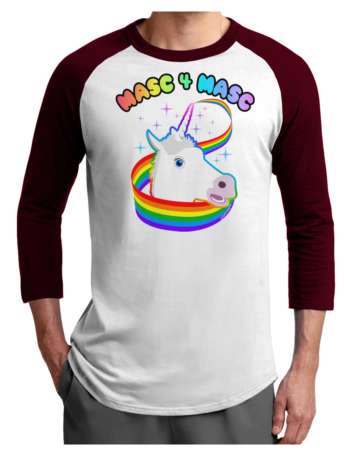 Masc 4 Masc Pranciful Unicorn Adult Raglan Shirt-Raglan Shirt-TooLoud-White-Cardinal-X-Small-Davson Sales