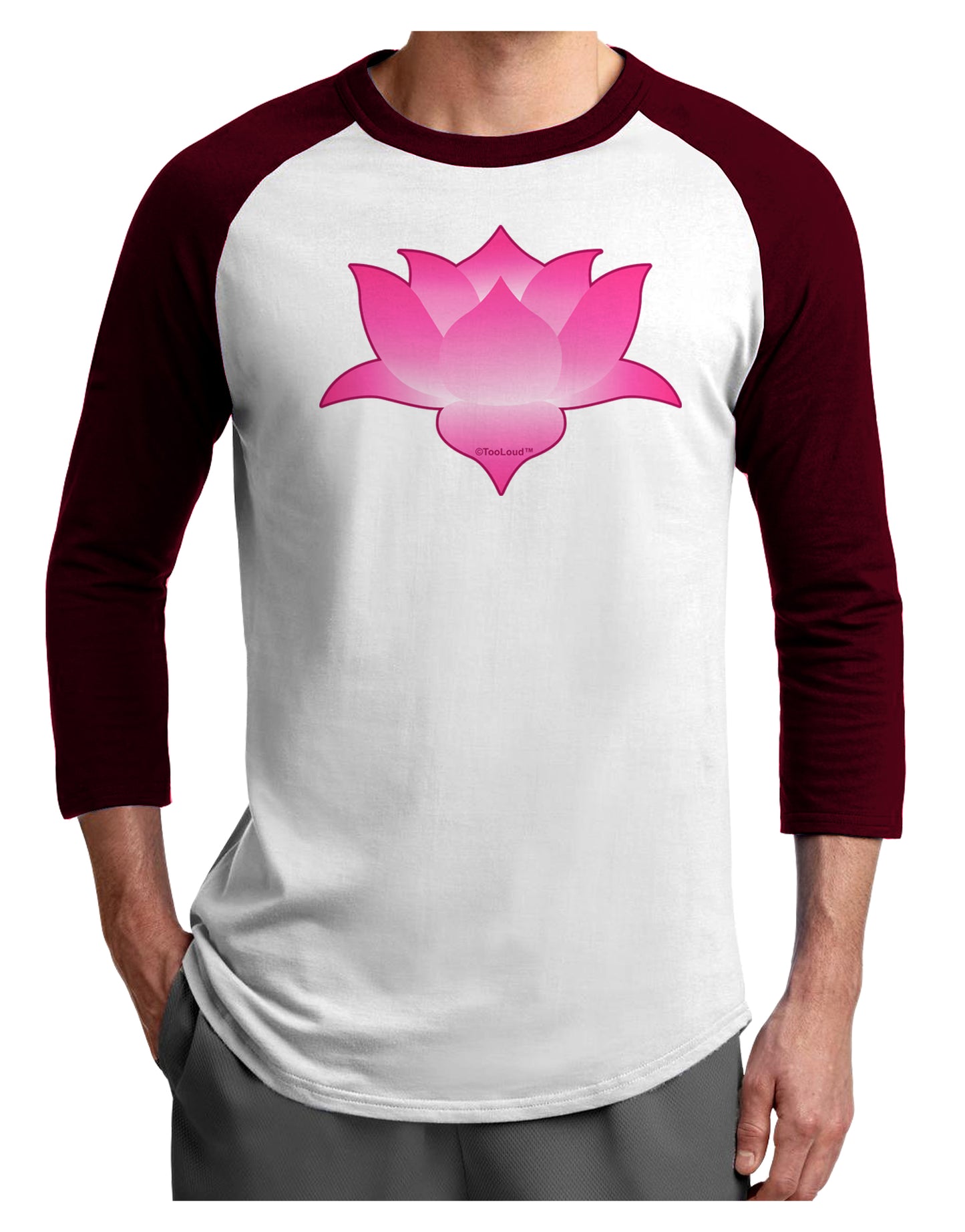 Lotus Flower Design Gradient Adult Raglan Shirt by TooLoud-TooLoud-White-Cardinal-X-Small-Davson Sales