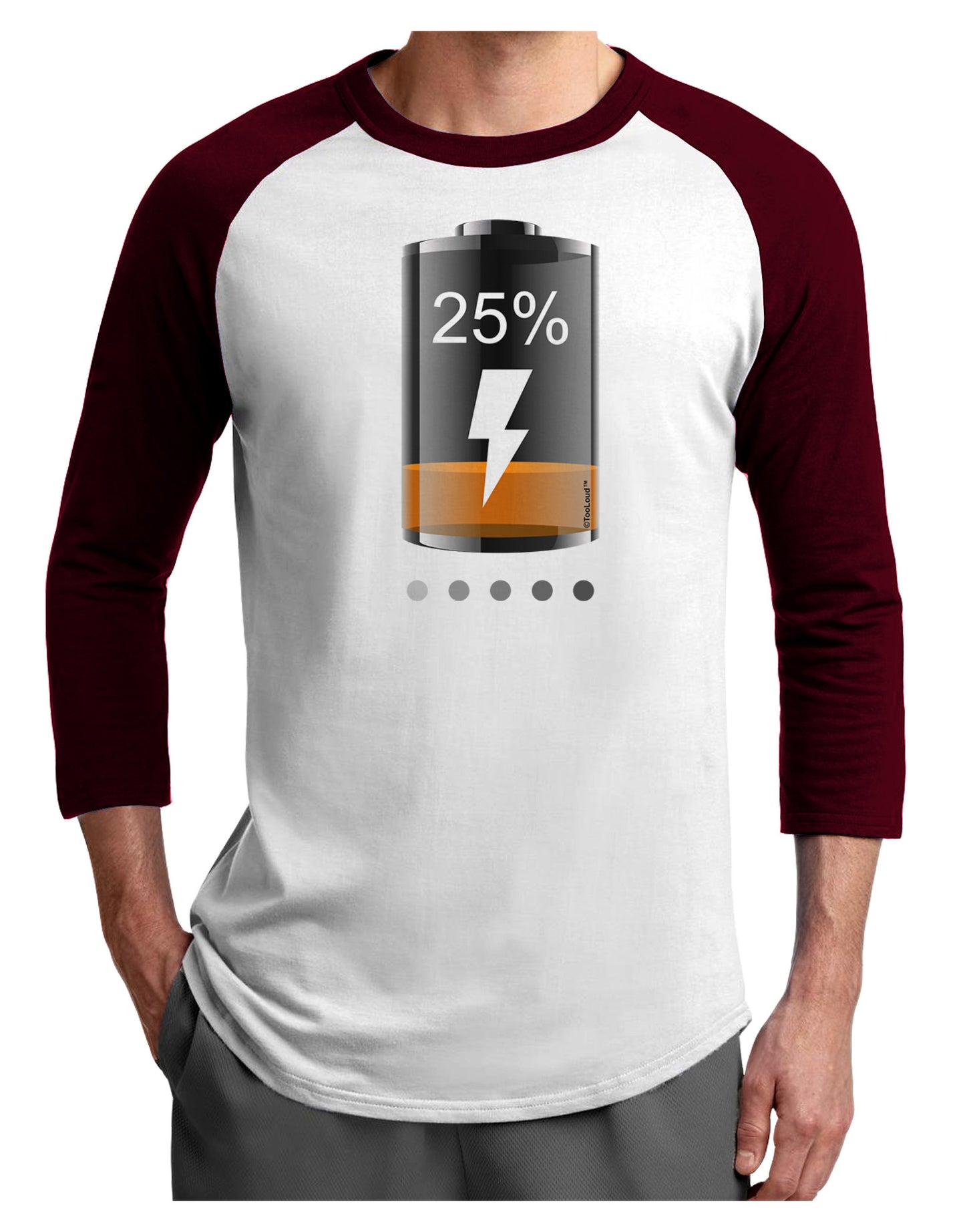 Low Energy 25 Percent Adult Raglan Shirt-Raglan Shirt-TooLoud-White-Cardinal-X-Small-Davson Sales
