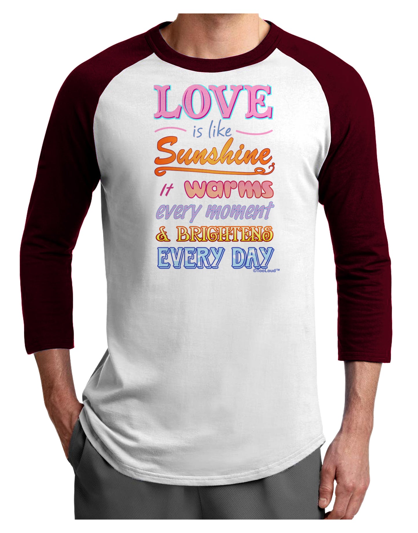 Love is like Sunshine - Quote Adult Raglan Shirt-Raglan Shirt-TooLoud-White-Cardinal-X-Small-Davson Sales