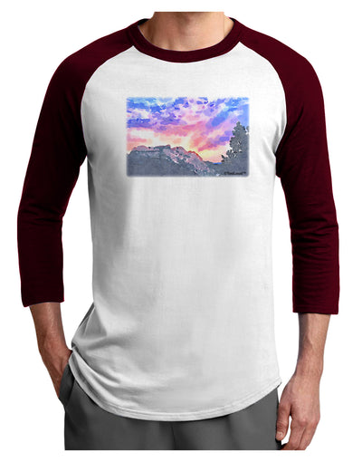 Colorado Rainbow Sunset Watercolor Adult Raglan Shirt-Raglan Shirt-TooLoud-White-Cardinal-X-Small-Davson Sales