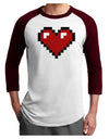 Pixel Heart Design 1 - Valentine's Day Adult Raglan Shirt-Raglan Shirt-TooLoud-White-Cardinal-X-Small-Davson Sales