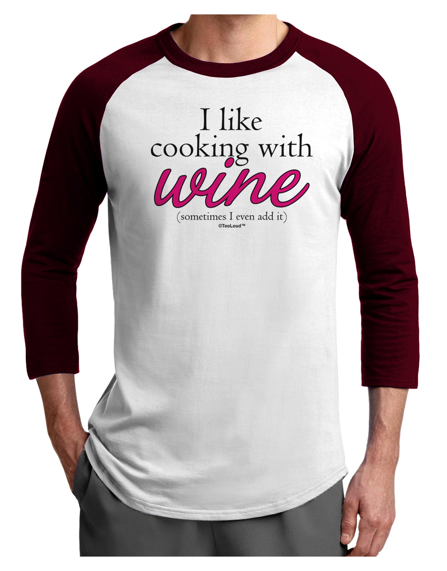 I Like Cooking With Wine Adult Raglan Shirt by TooLoud-TooLoud-White-Cardinal-X-Small-Davson Sales