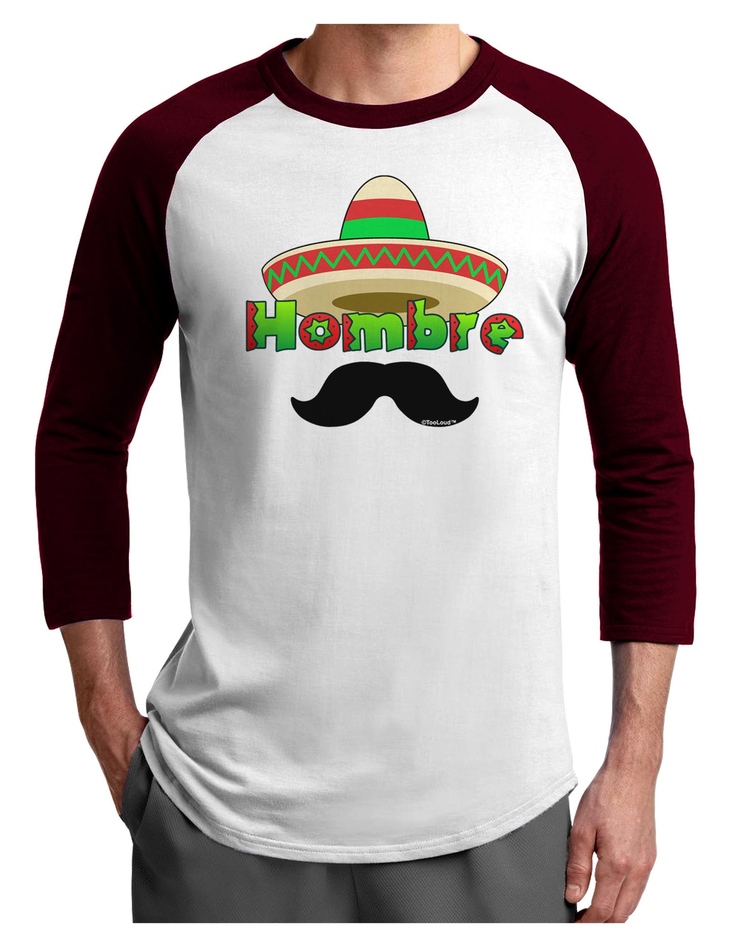 Hombre Sombrero Adult Raglan Shirt-Raglan Shirt-TooLoud-White-Cardinal-X-Small-Davson Sales