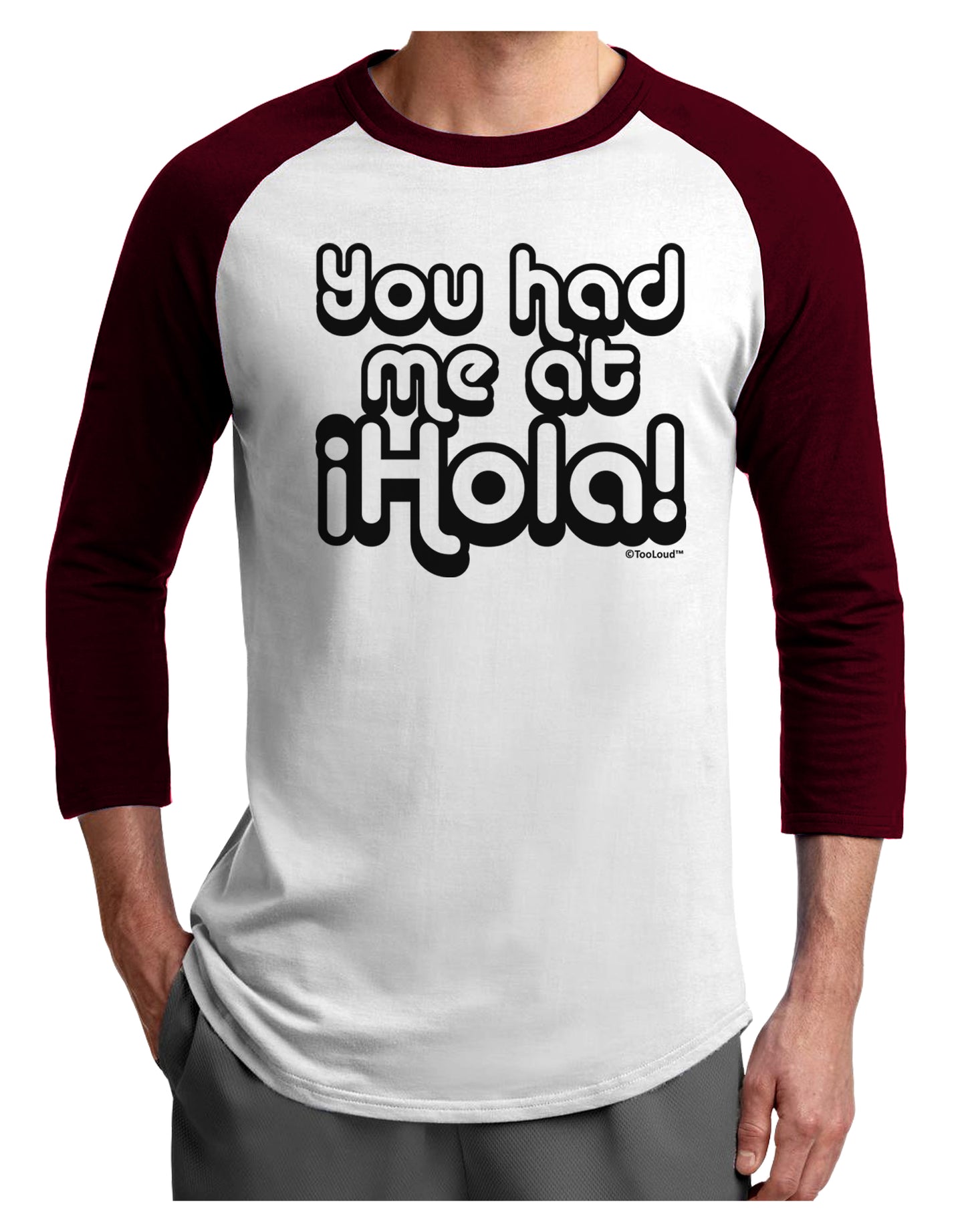 You Had Me at Hola Adult Raglan Shirt by TooLoud-TooLoud-White-Cardinal-X-Small-Davson Sales