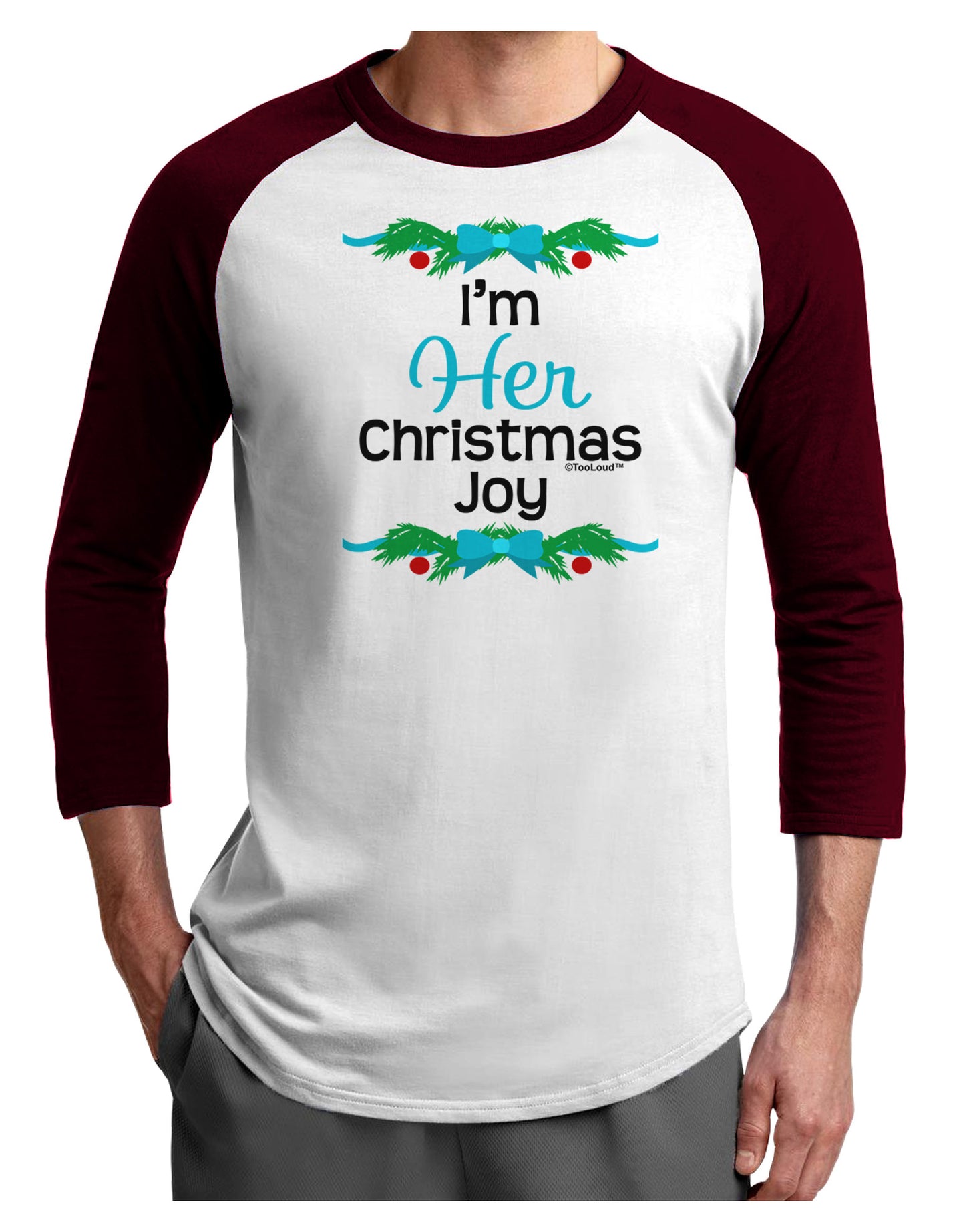 Her Christmas Joy Matching His & Hers Adult Raglan Shirt-Raglan Shirt-TooLoud-White-Cardinal-X-Small-Davson Sales