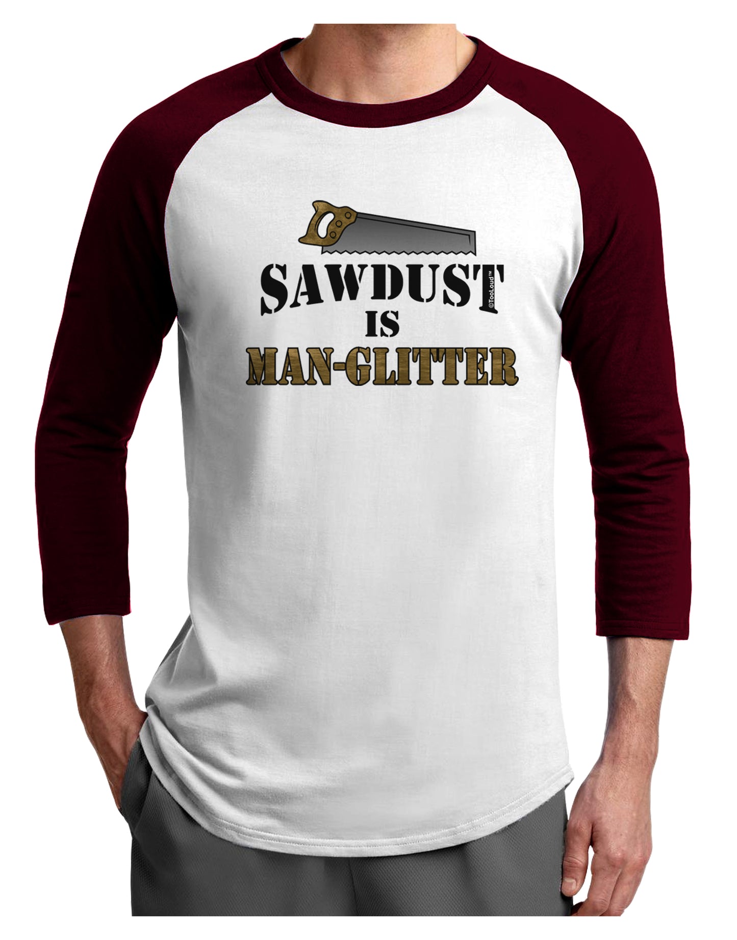 Sawdust is Man Glitter Adult Raglan Shirt by TooLoud-TooLoud-White-Cardinal-X-Small-Davson Sales