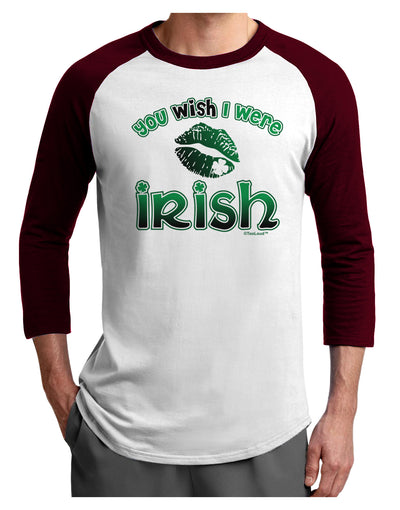 TooLoud You Wish I Were Irish Adult Raglan Shirt-Raglan Shirt-TooLoud-White-Cardinal-X-Small-Davson Sales